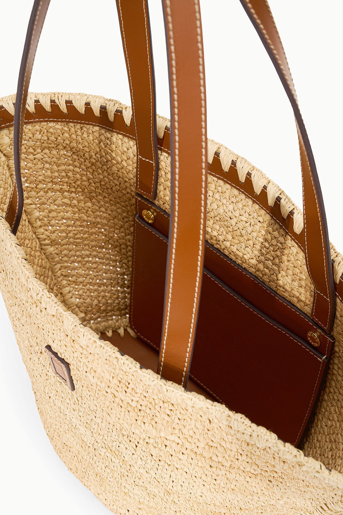 Natural Raffia Vista Tote Bag with Moon Hardware Closure