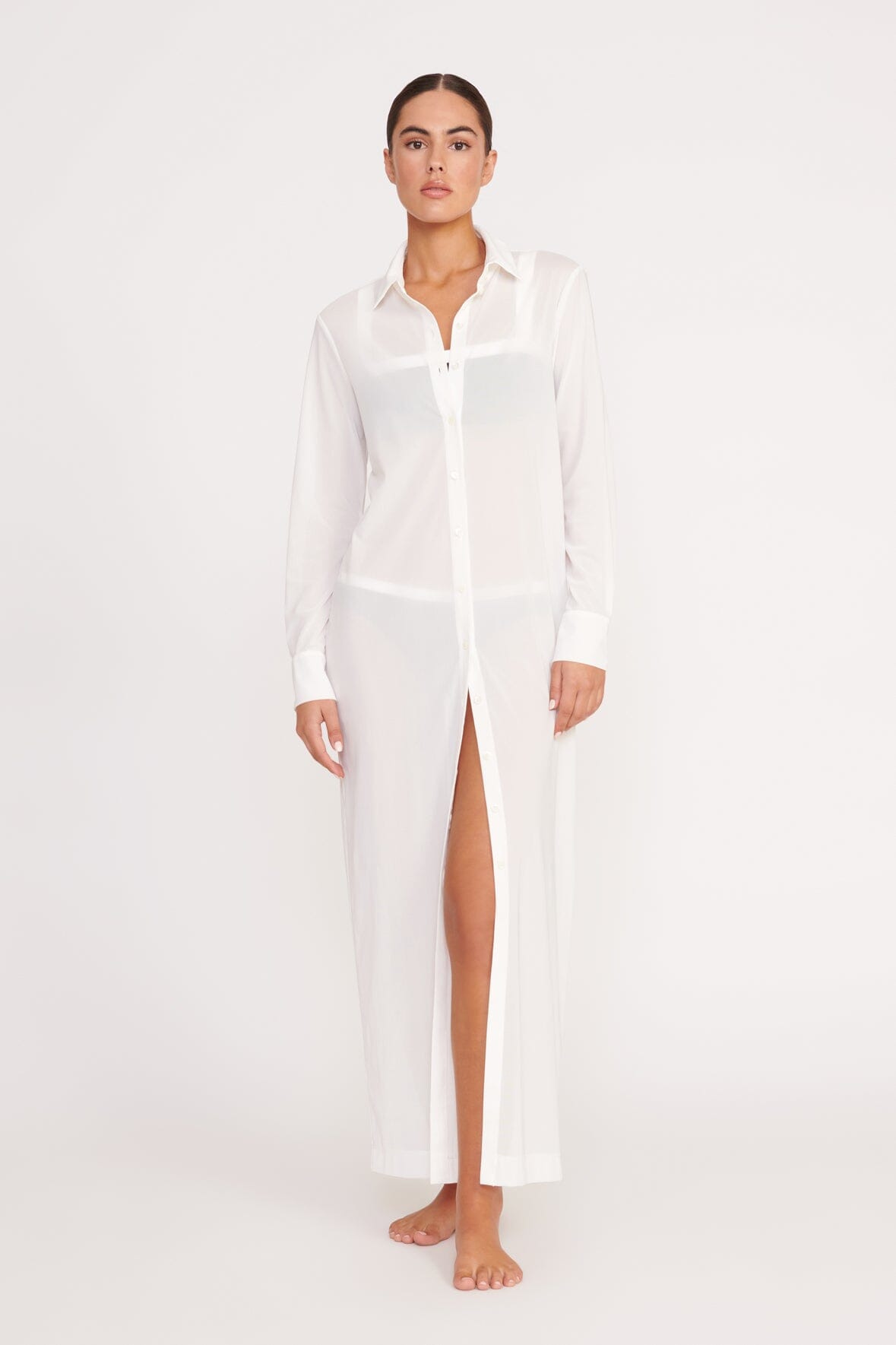 White Vita Dress - Stretchy Power Mesh Swim Cover Up