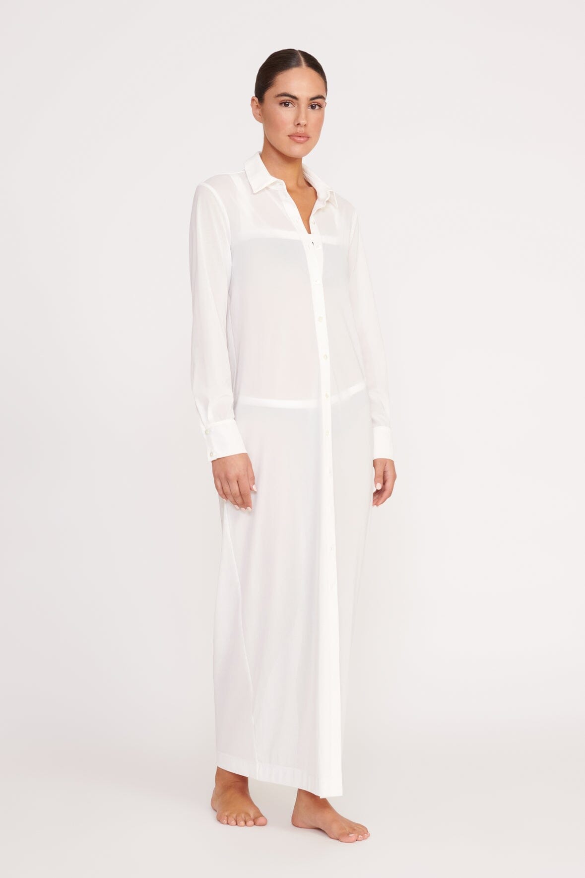 White Vita Dress - Stretchy Power Mesh Swim Cover Up