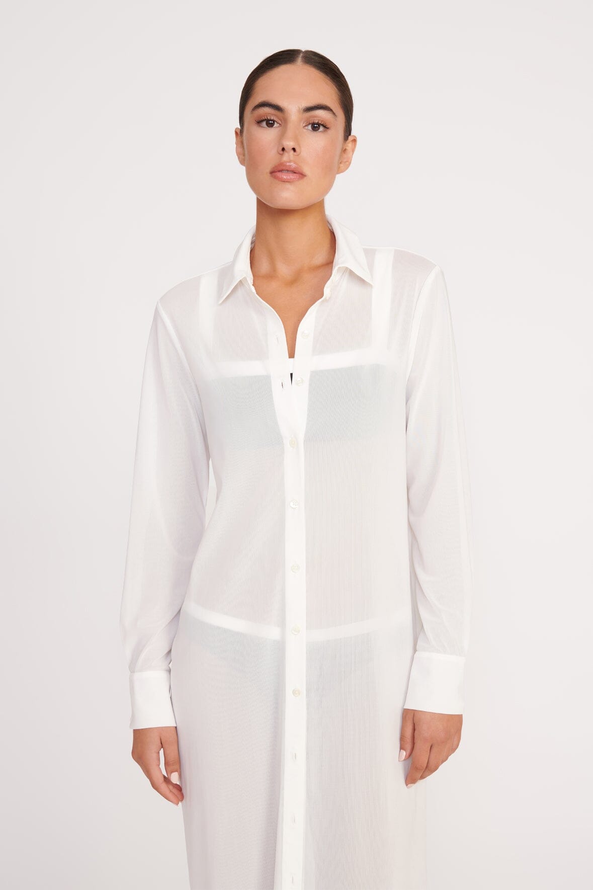 White Vita Dress - Stretchy Power Mesh Swim Cover Up
