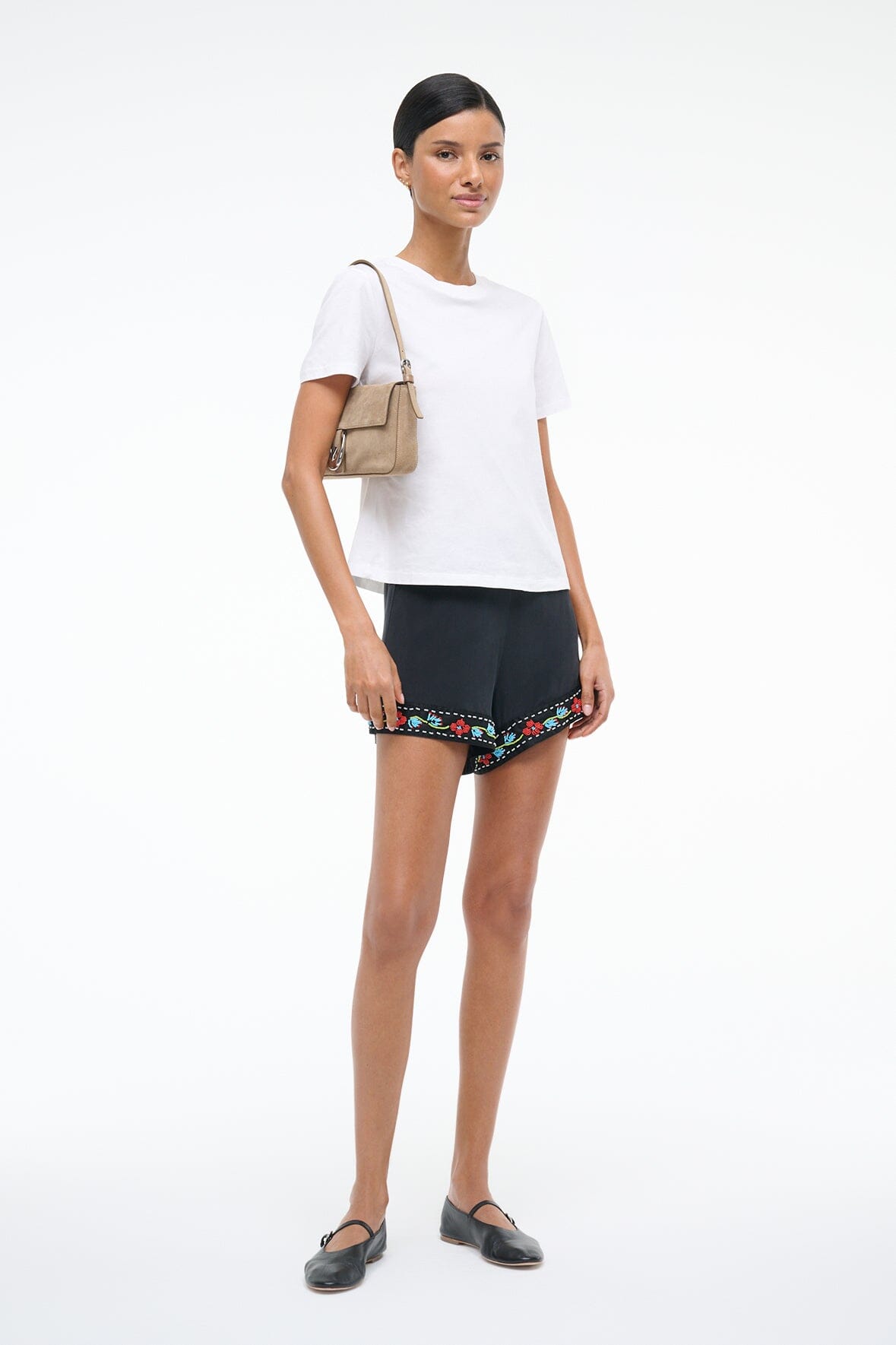 Von Silk Shorts for Women - Black with Beaded Trim