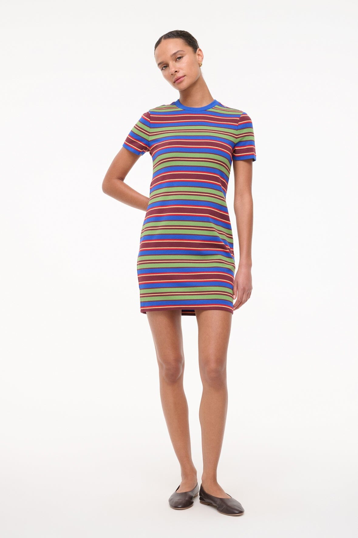 Wade Striped Cotton Jersey Mini Dress - Vintage Crewneck Style