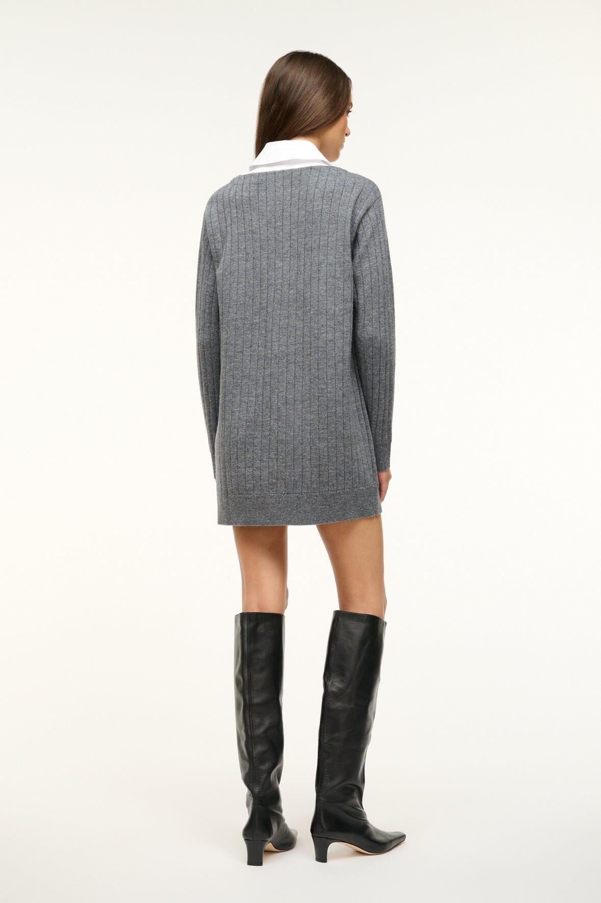 Wallis Charcoal White Cardigan Dress with Removable Collared Shirt