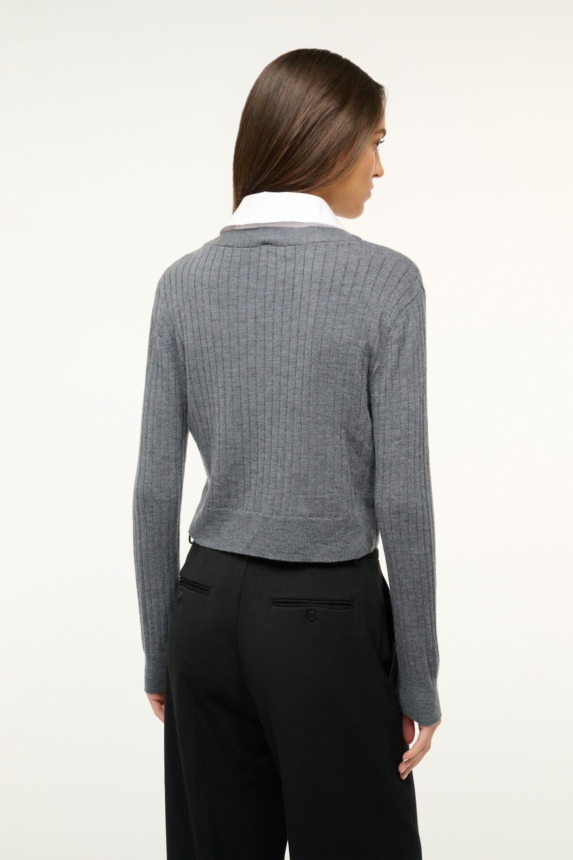 Wallis Sweater with Removable Collared Bib in Charcoal White