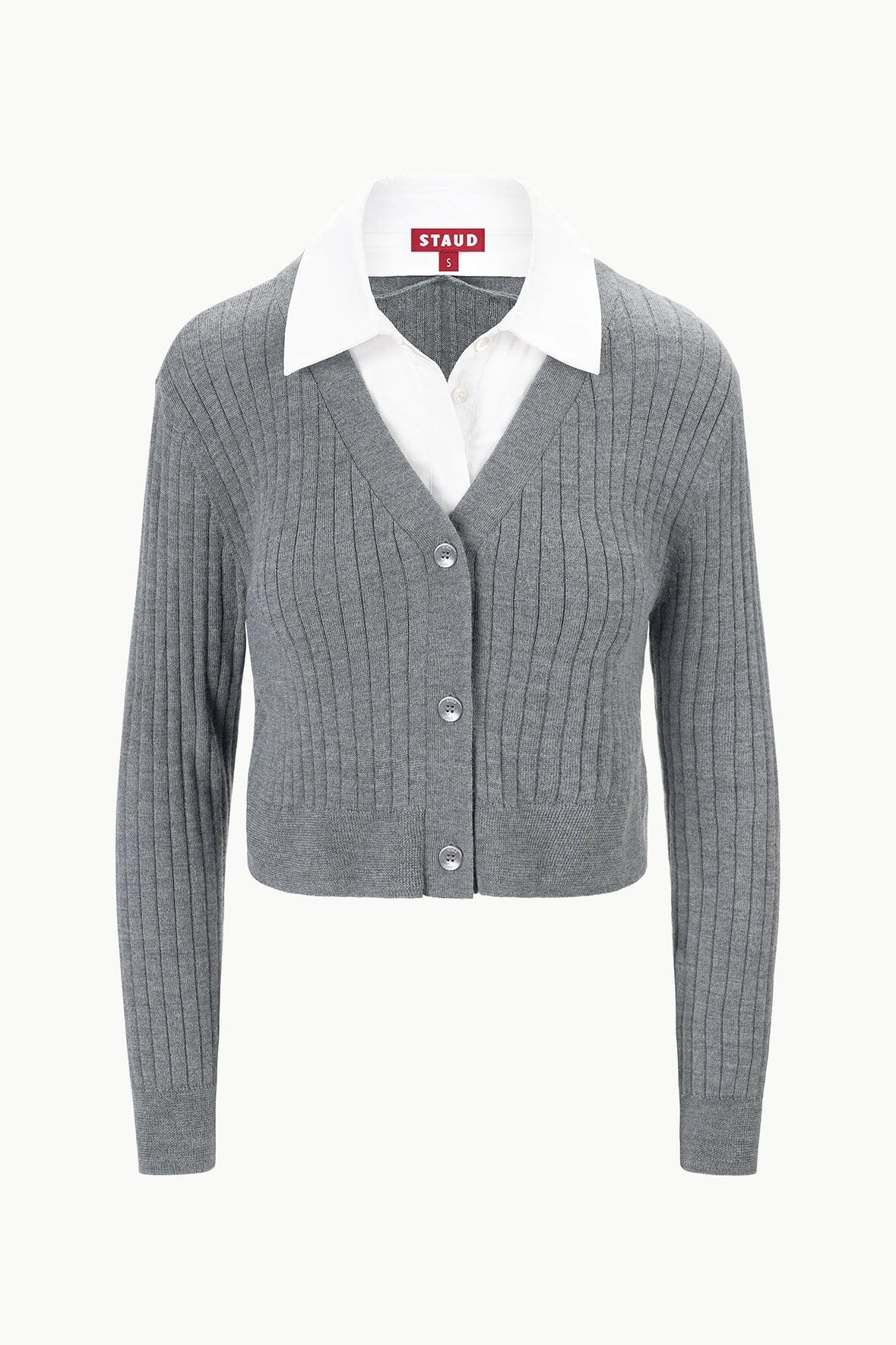 Wallis Sweater with Removable Collared Bib in Charcoal White