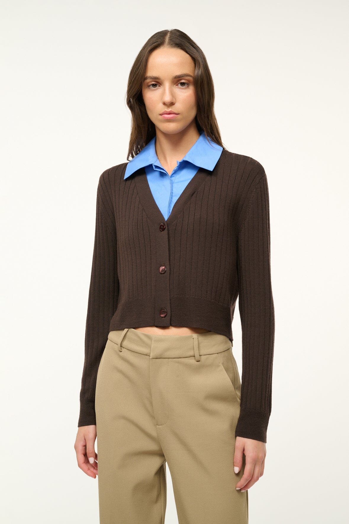 Wallis Removable Bib Sweater in Earth Cornflower