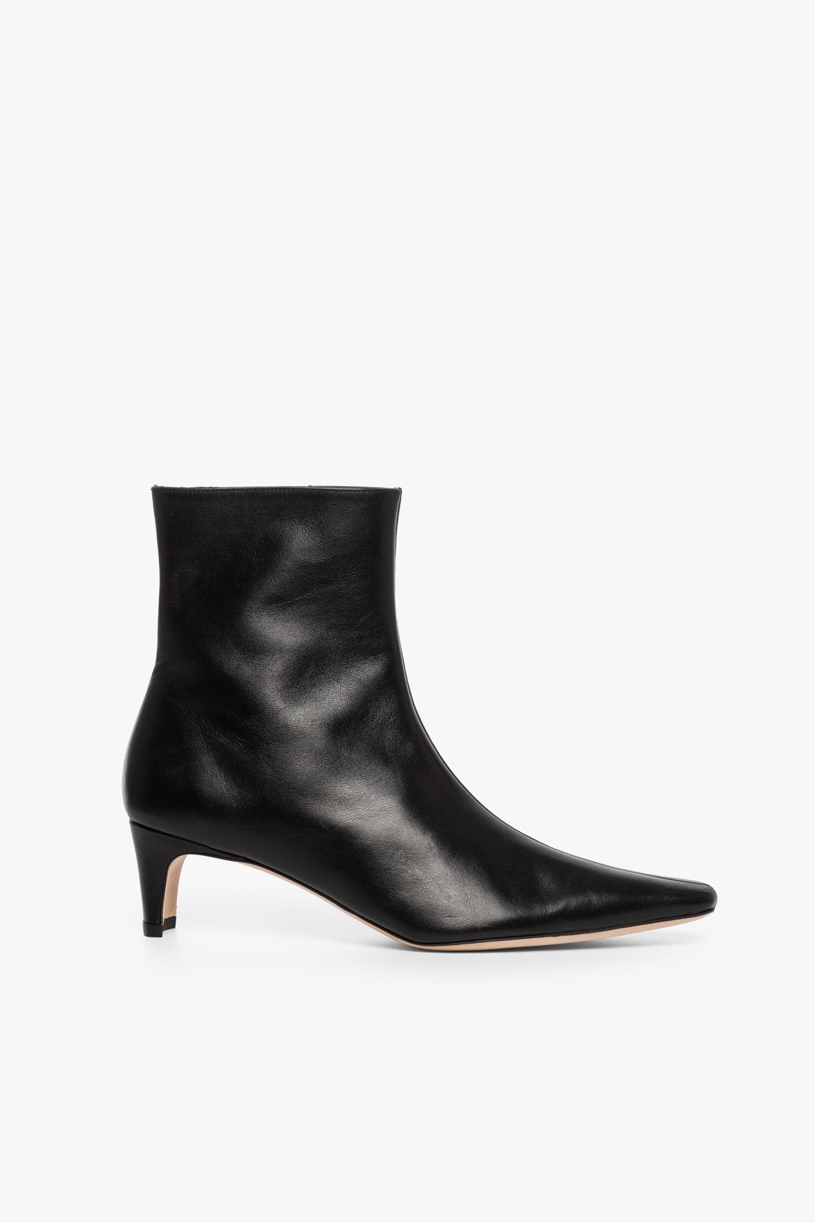 Wally Black Nappa Leather Ankle Boot with Side Zip