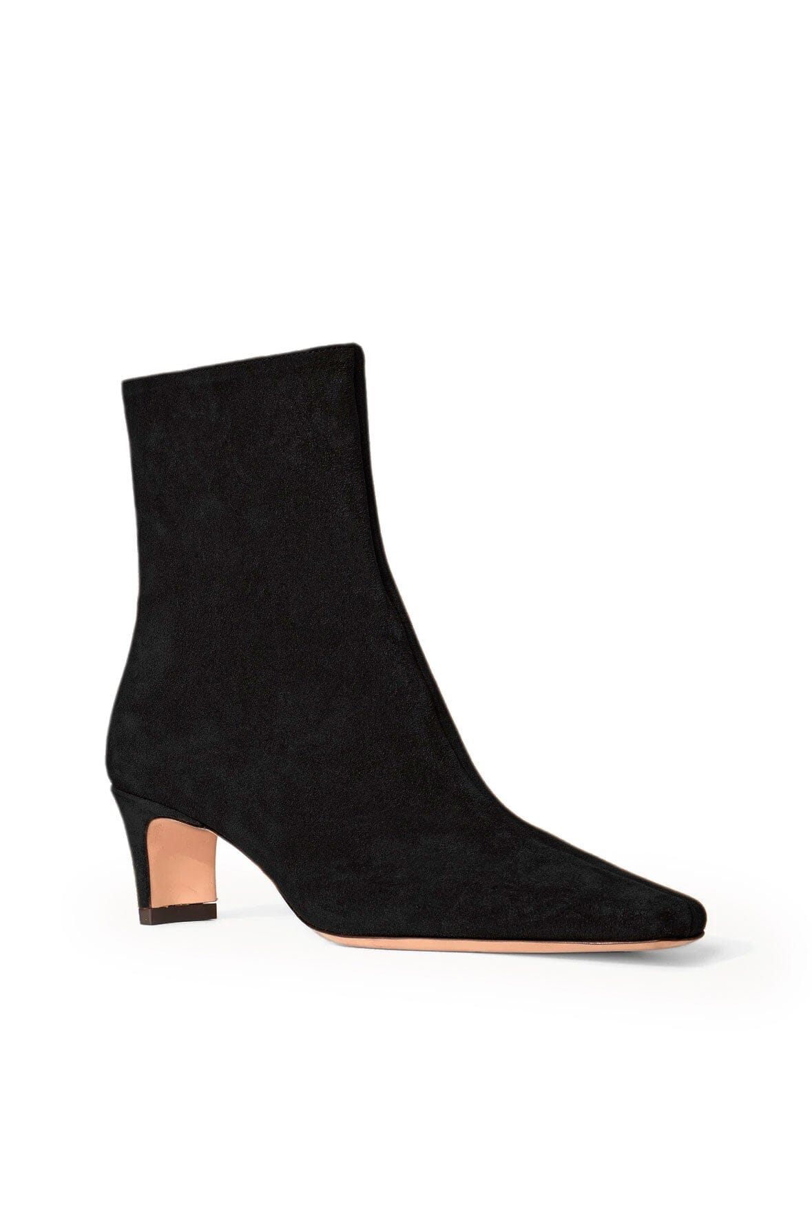 Wally Black Suede Ankle Boot with Side Zip & Blade Heel