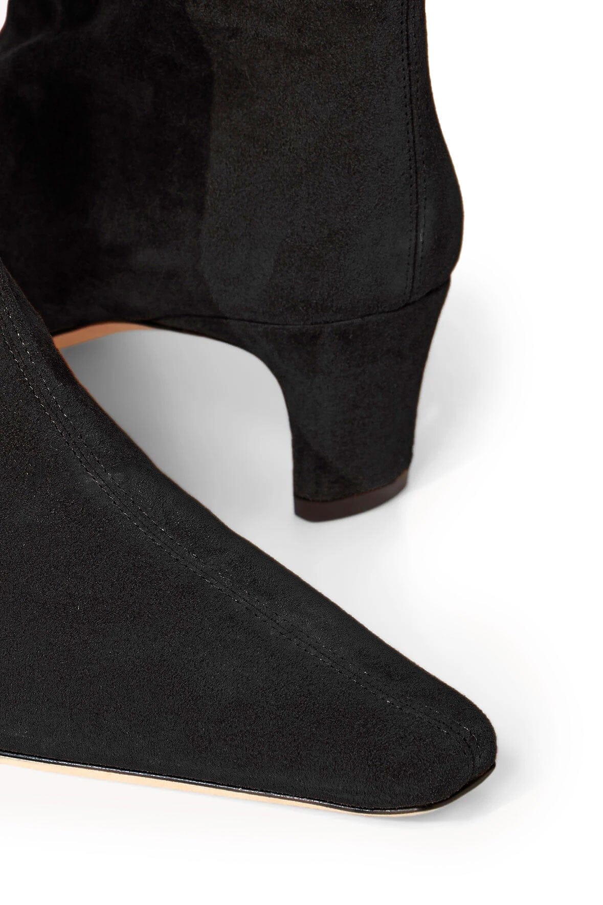 Wally Black Suede Ankle Boot with Side Zip & Blade Heel