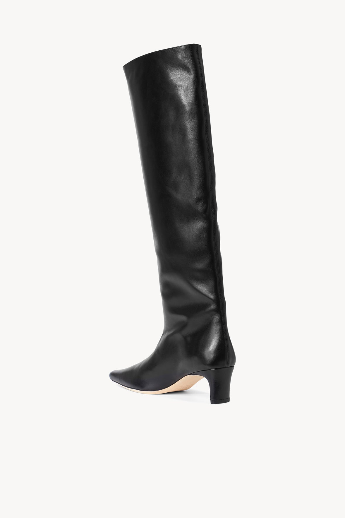 Wally Black Leather Knee-High Boot with Slim Heel