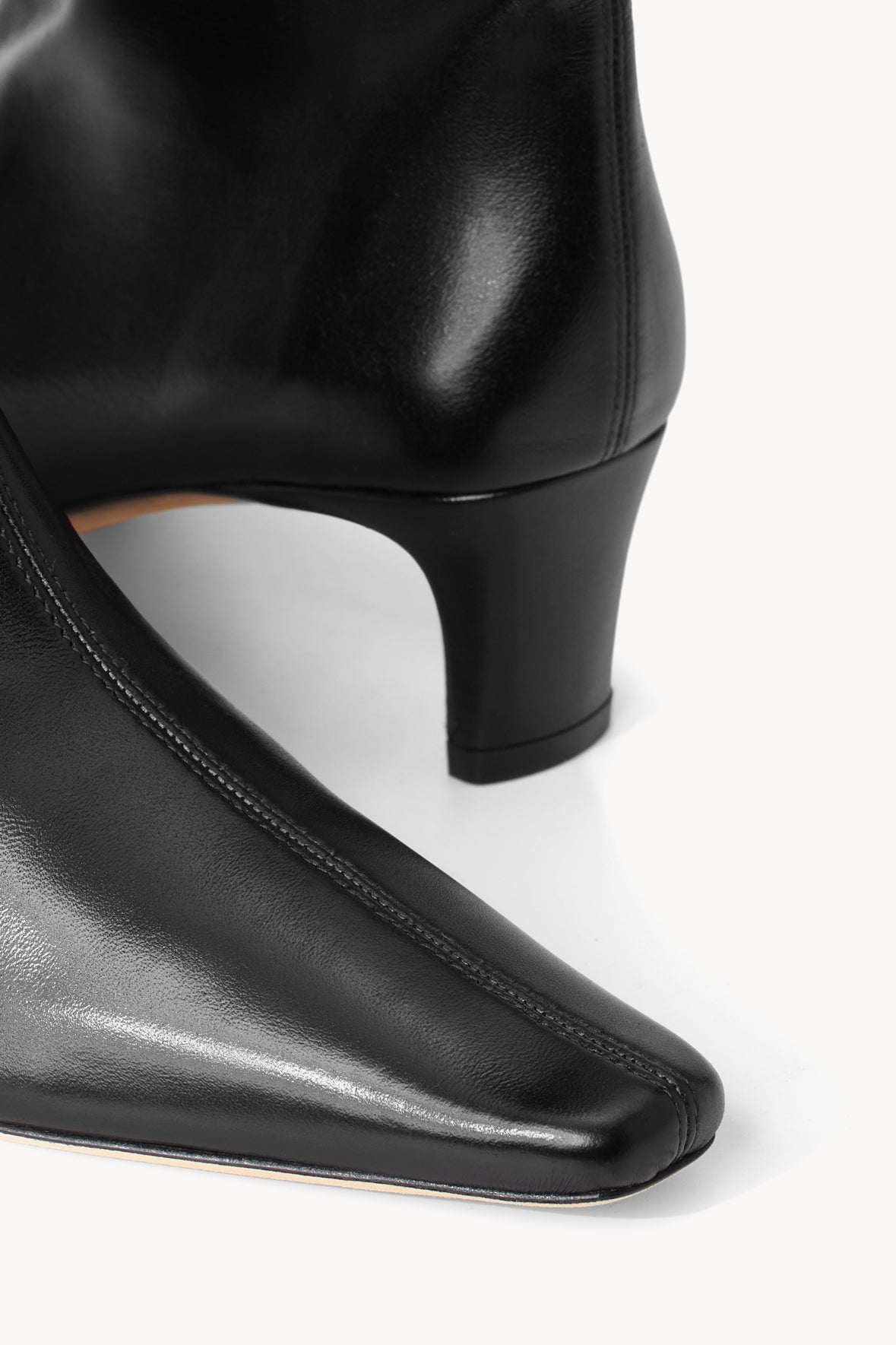 Wally Black Leather Knee-High Boot with Slim Heel