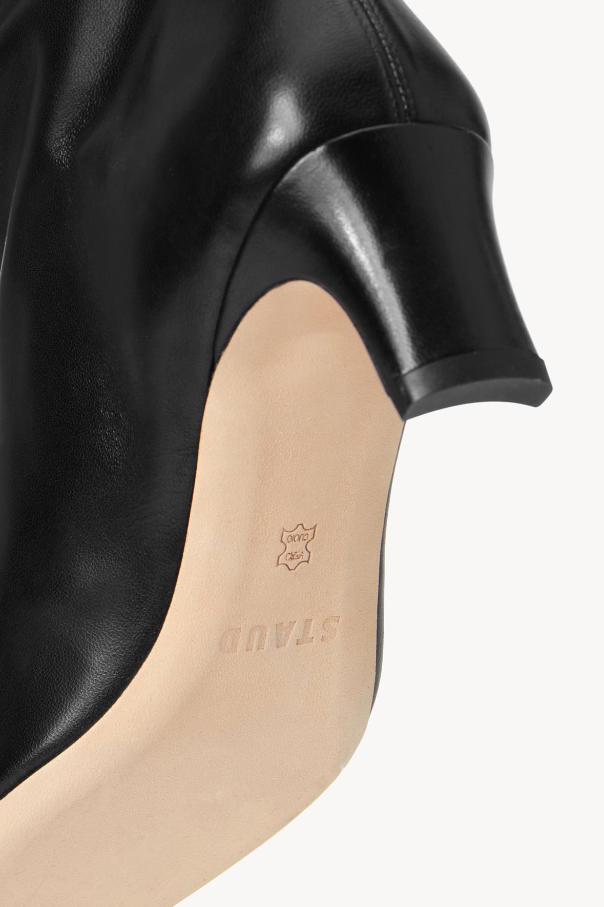 Wally Black Leather Knee-High Boot with Slim Heel