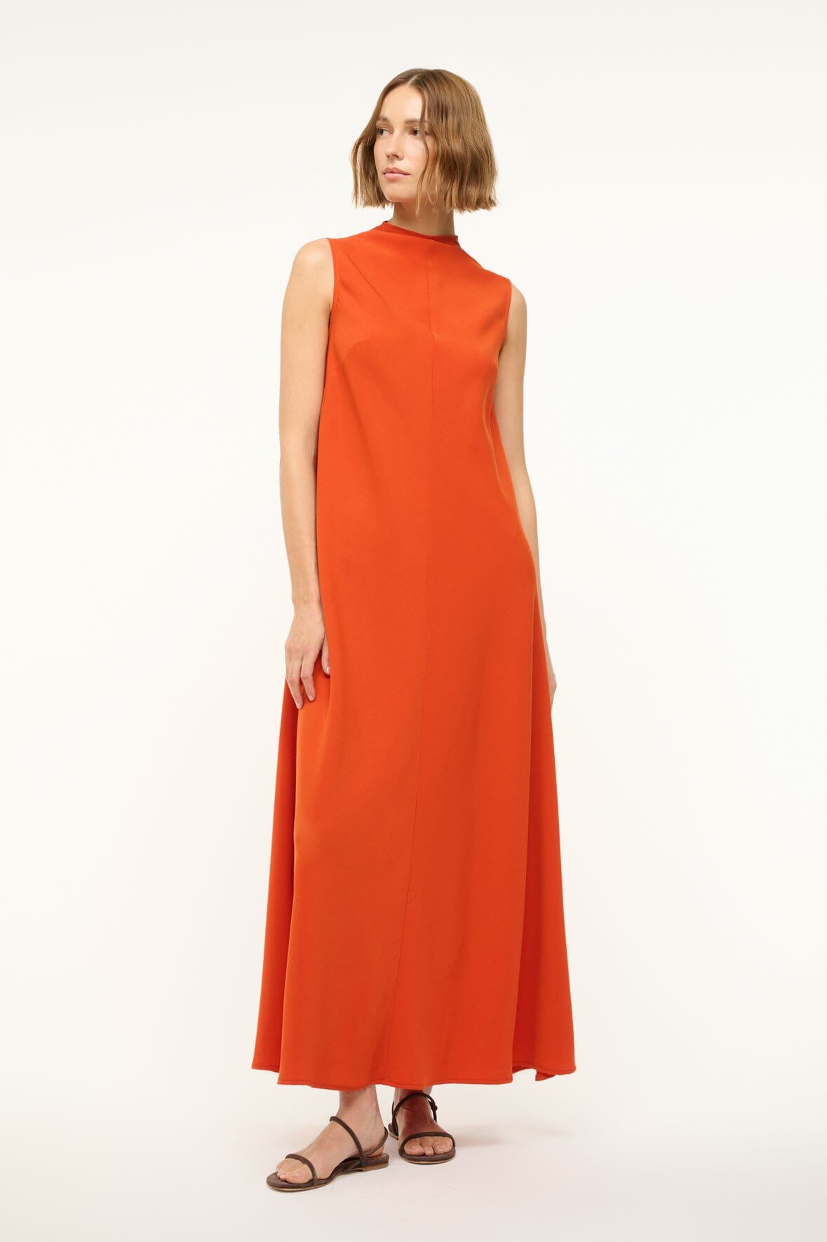 Araya Crepe Maxi Dress with Funnel Neckline | Cayenne