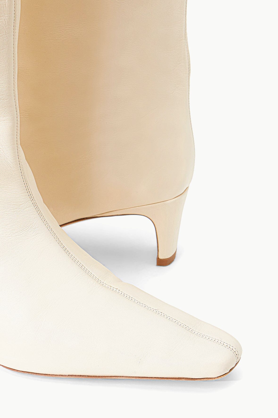 Wally Cream Leather Knee-High Boots with Pointed Toe