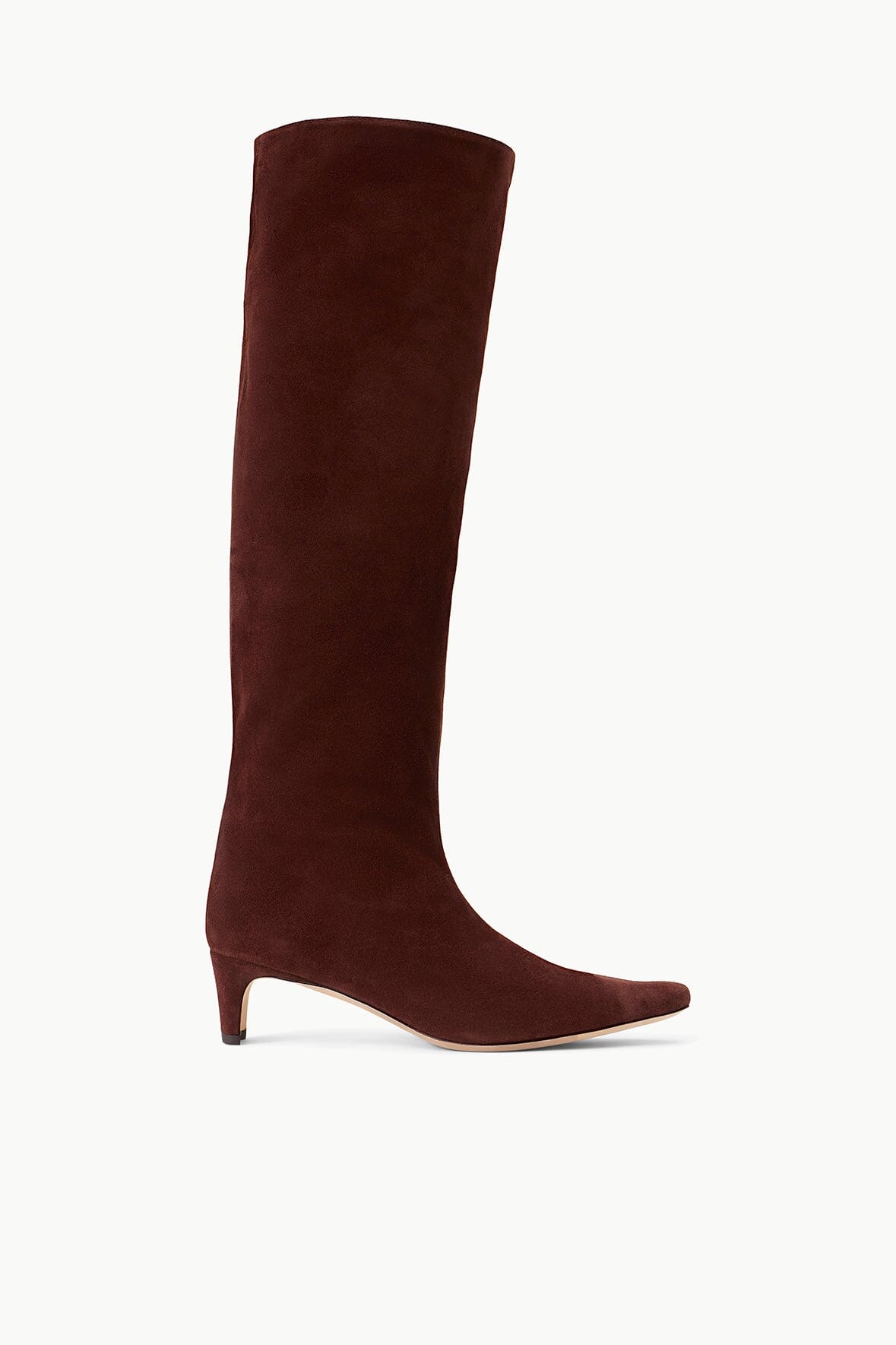 Wally Boots - Mahogany Suede Knee-High with Slim Heel