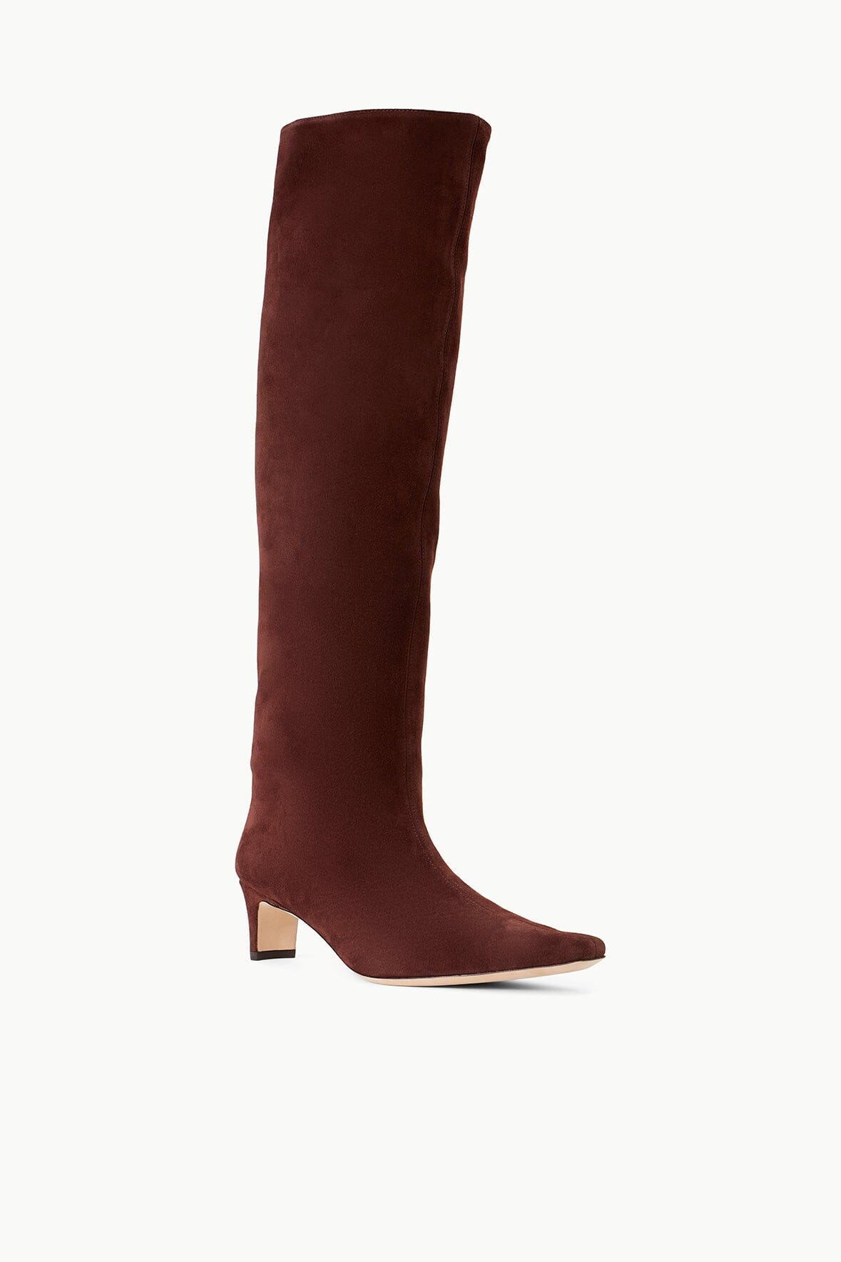Wally Boots - Mahogany Suede Knee-High with Slim Heel