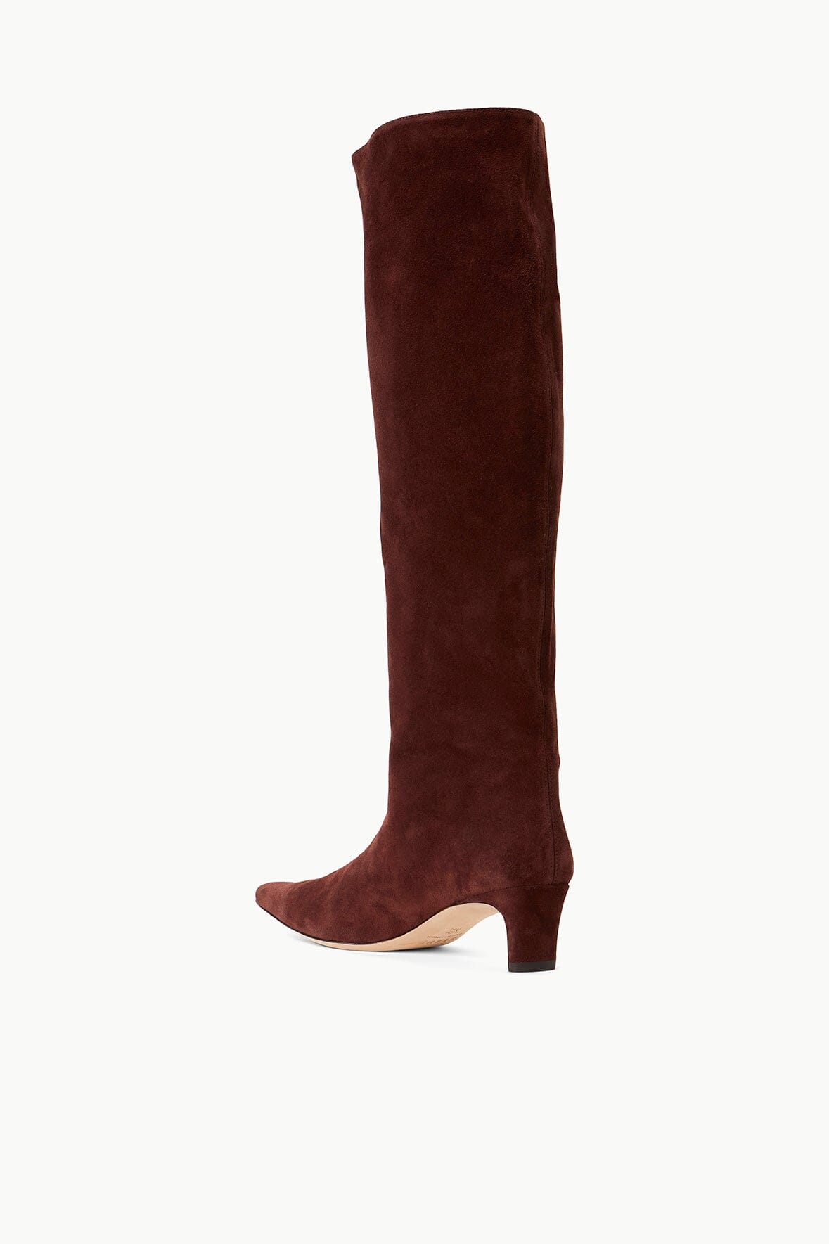 Wally Boots - Mahogany Suede Knee-High with Slim Heel