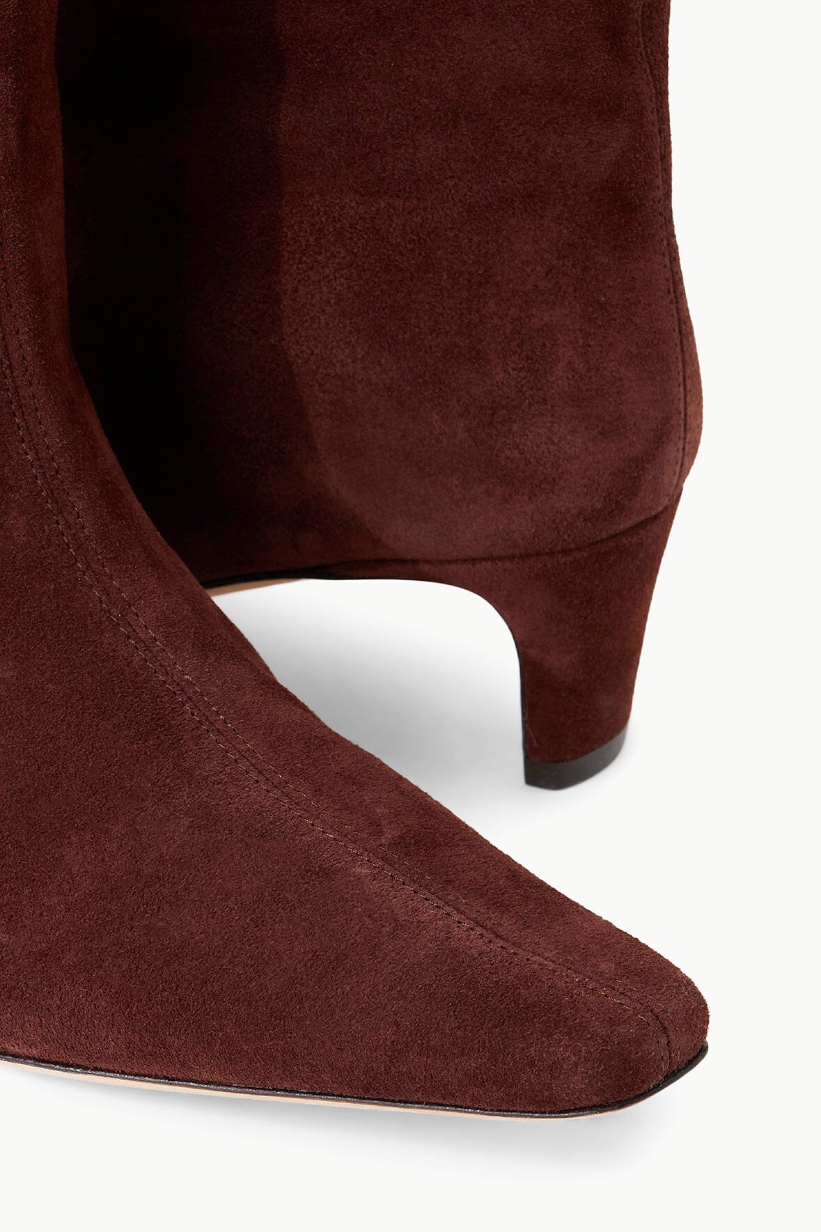 Wally Boots - Mahogany Suede Knee-High with Slim Heel