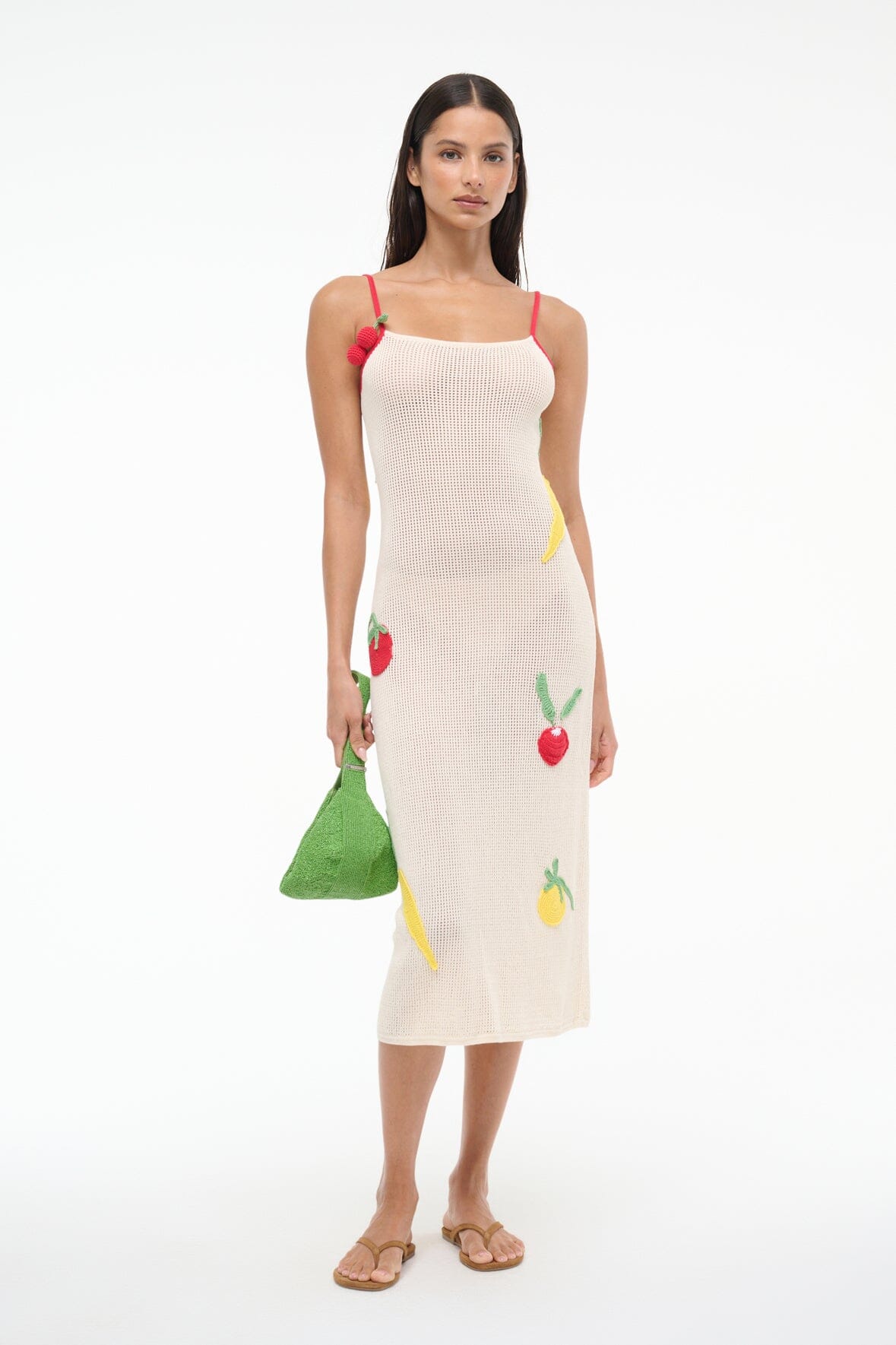 Adeline Crochet Swim Cover-Up Dress with Farmers Market Print