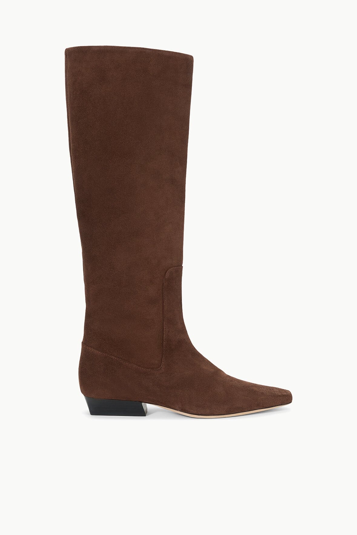 Wally Knee High Flat Boot in Mahogany Suede