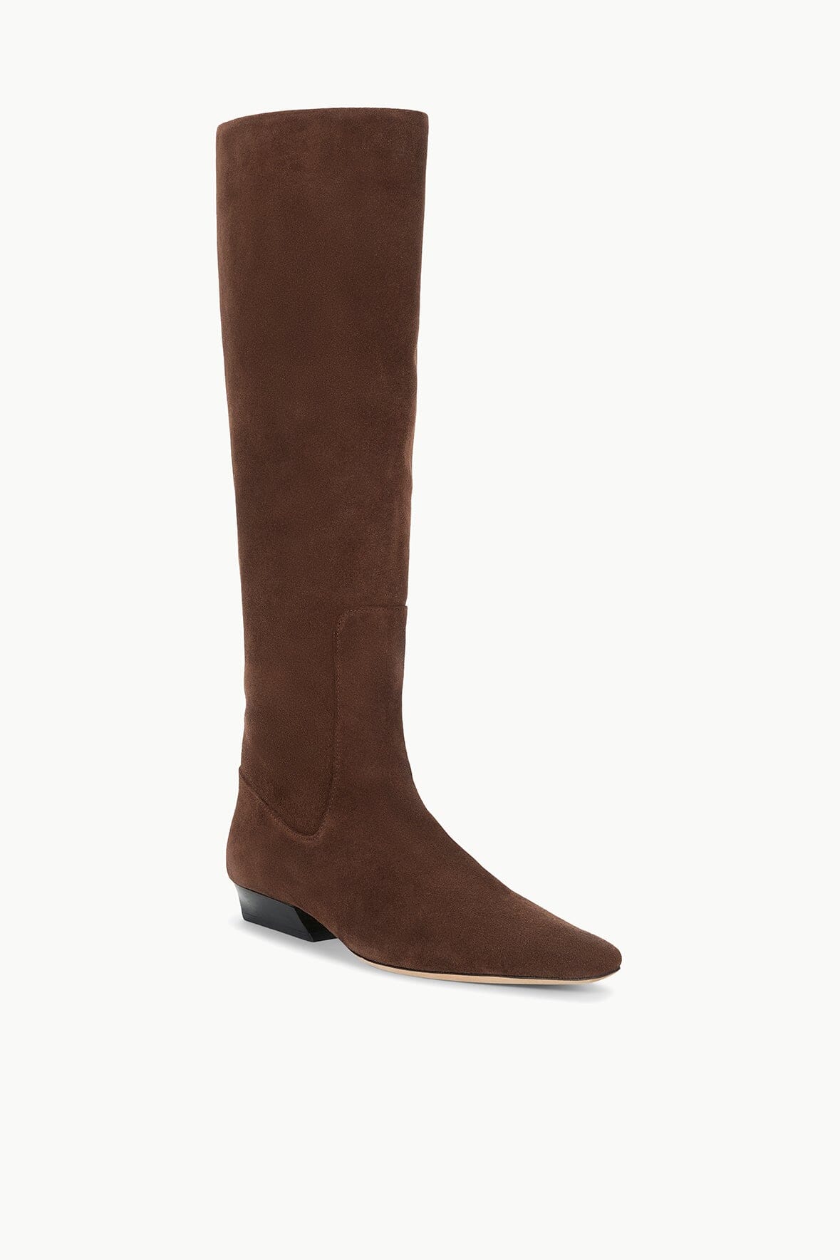 Wally Knee High Flat Boot in Mahogany Suede