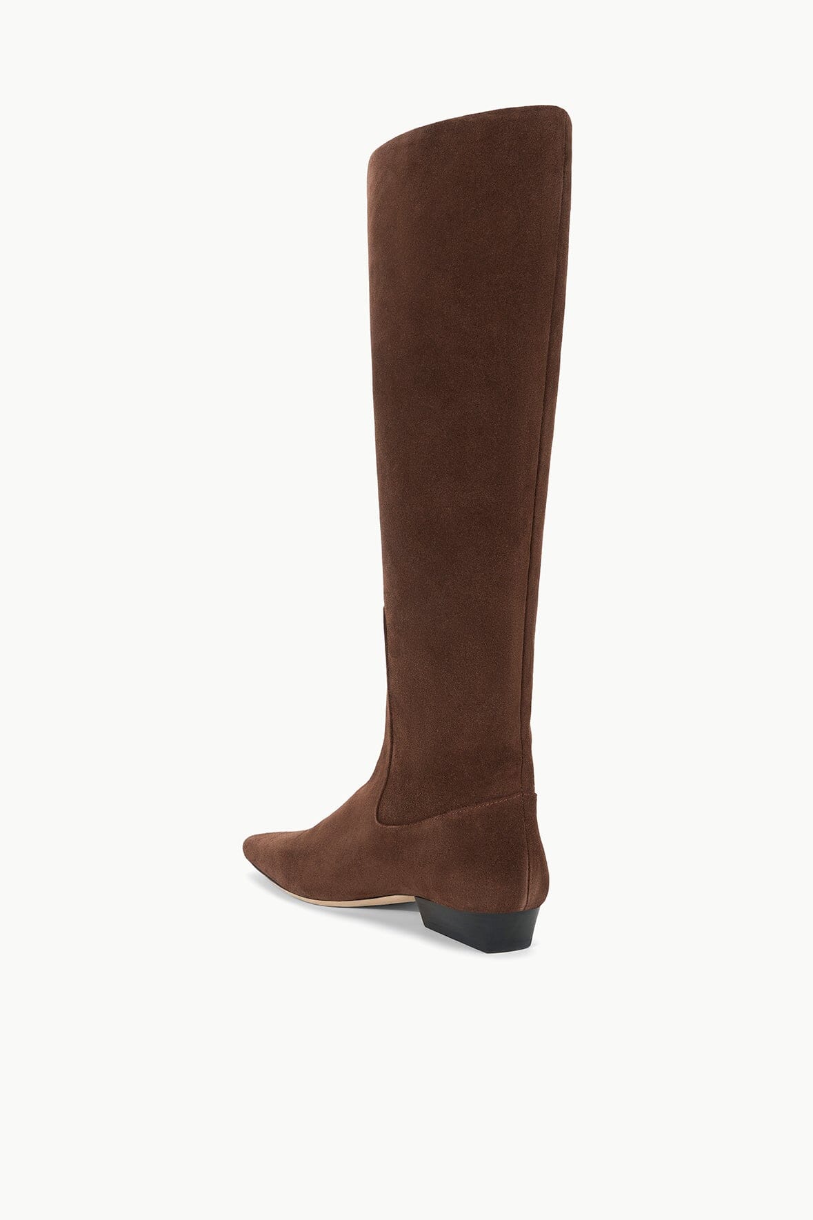 Wally Knee High Flat Boot in Mahogany Suede