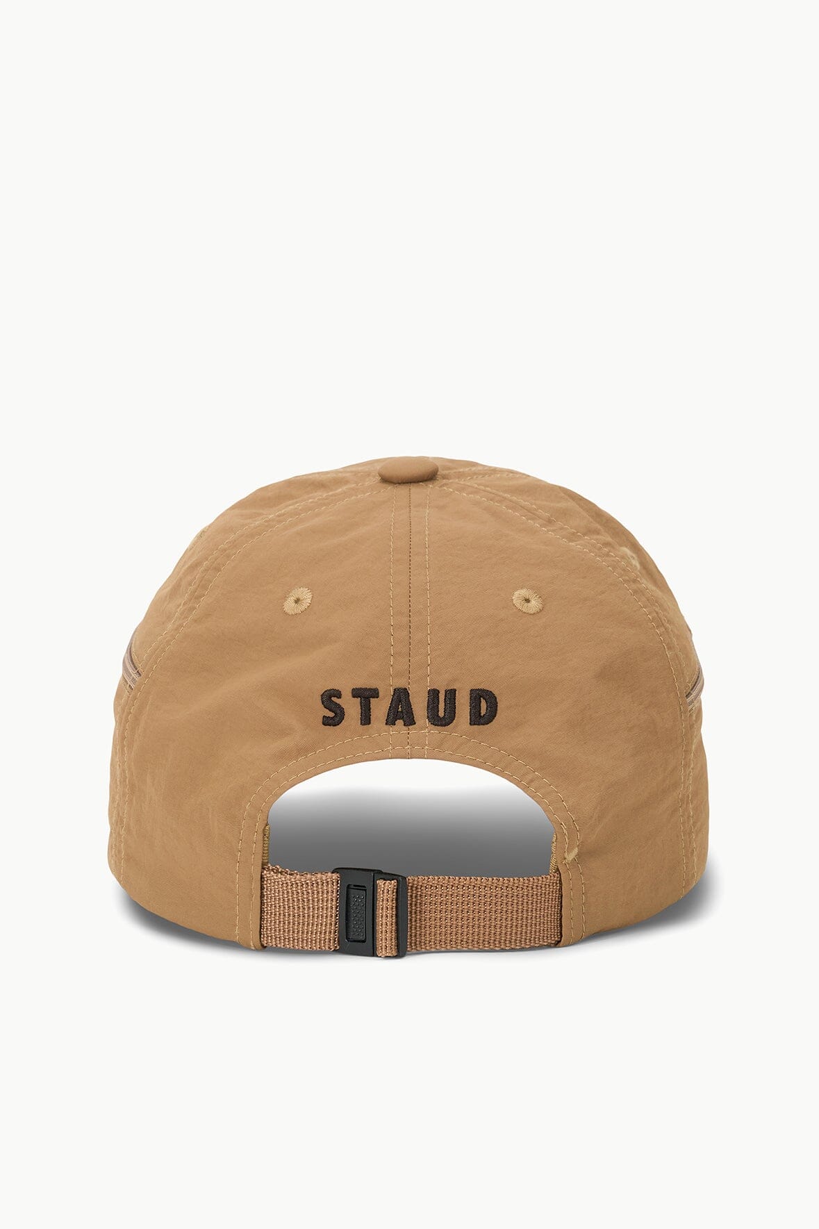 Paulie Adjustable Nylon Baseball Cap with Zip Pocket - Camel