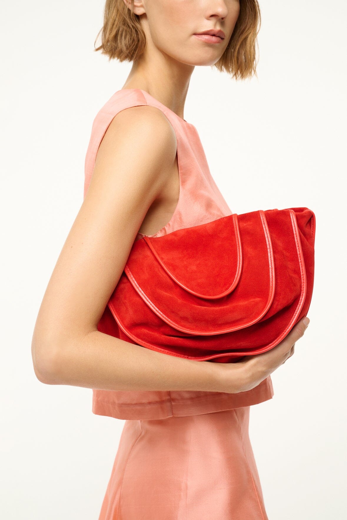 Wells Convertible Shoulder Bag with Removable Strap & Magnetic Closure - Red Rose