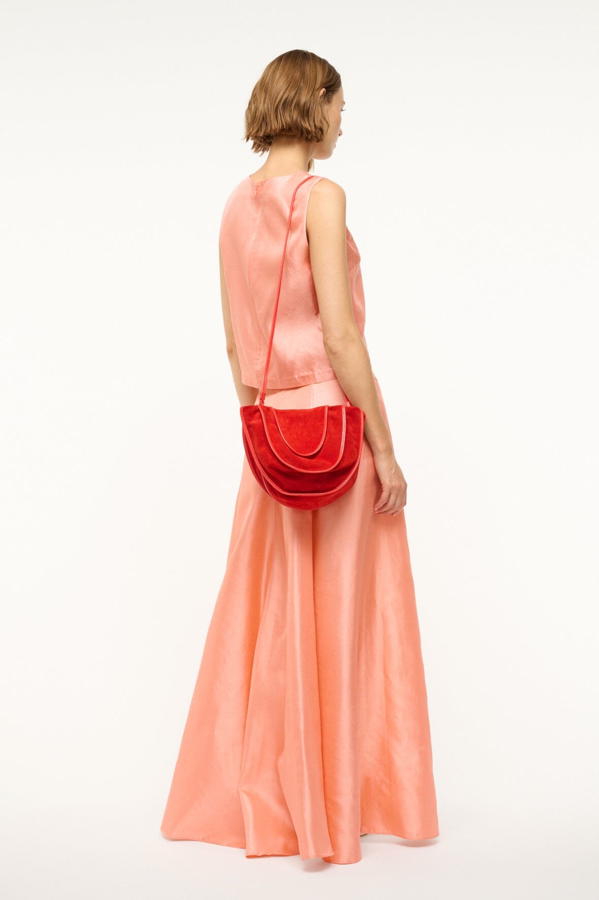 Wells Convertible Shoulder Bag with Removable Strap & Magnetic Closure - Red Rose