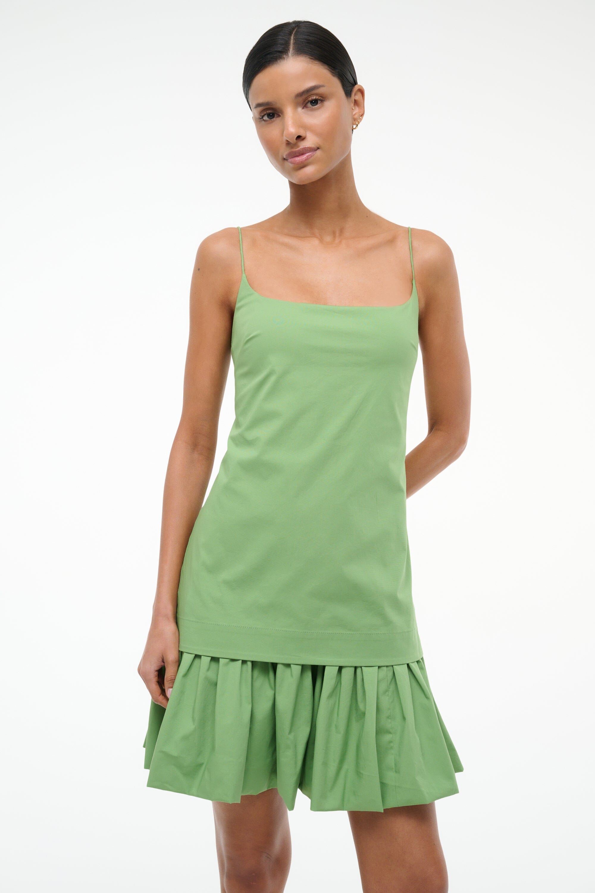 Ari Leaf Print Mini Dress with Spaghetti Straps