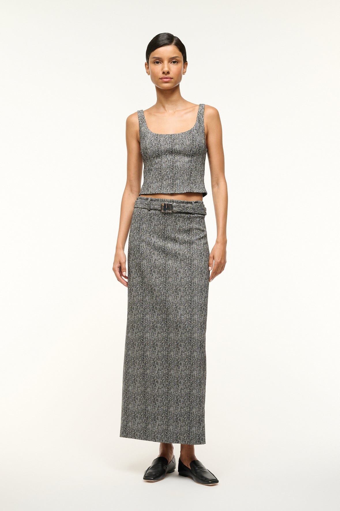 Wells Textured Herringbone Corset Top with Back Zipper