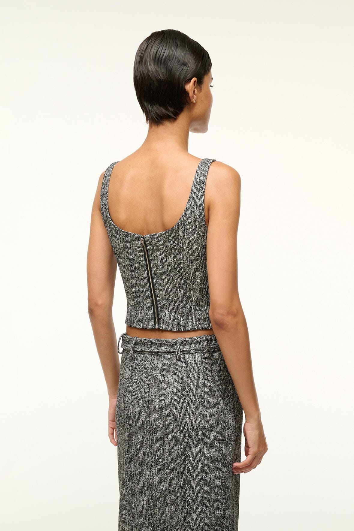 Wells Textured Herringbone Corset Top with Back Zipper
