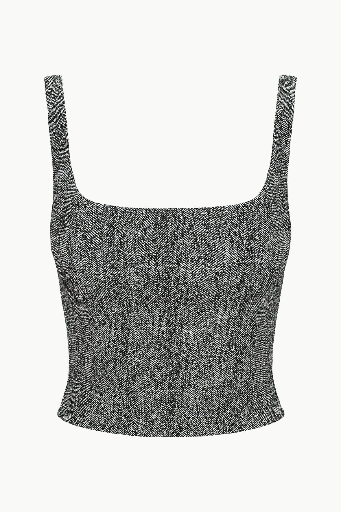 Wells Textured Herringbone Corset Top with Back Zipper