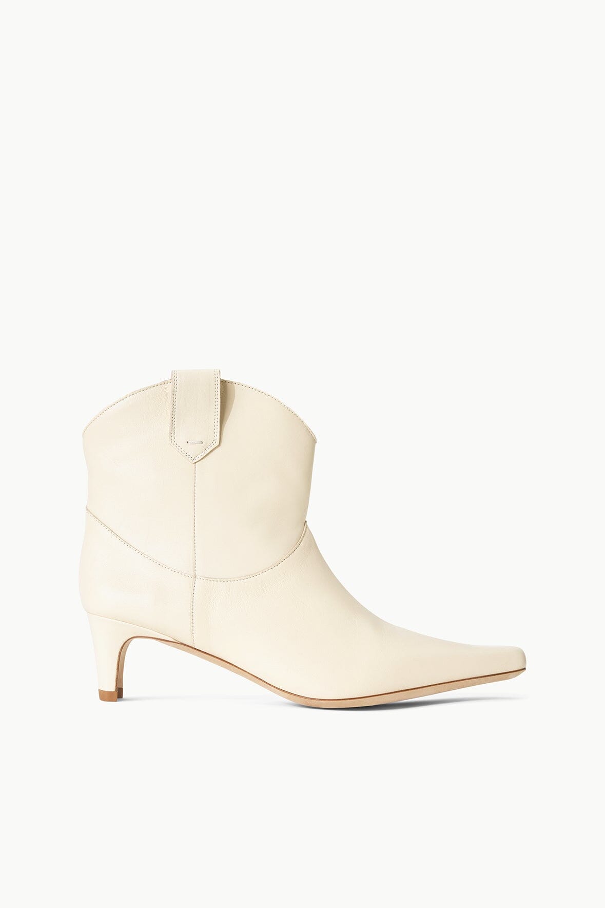 Western Wally Cream Ankle Boot with Blade Heel