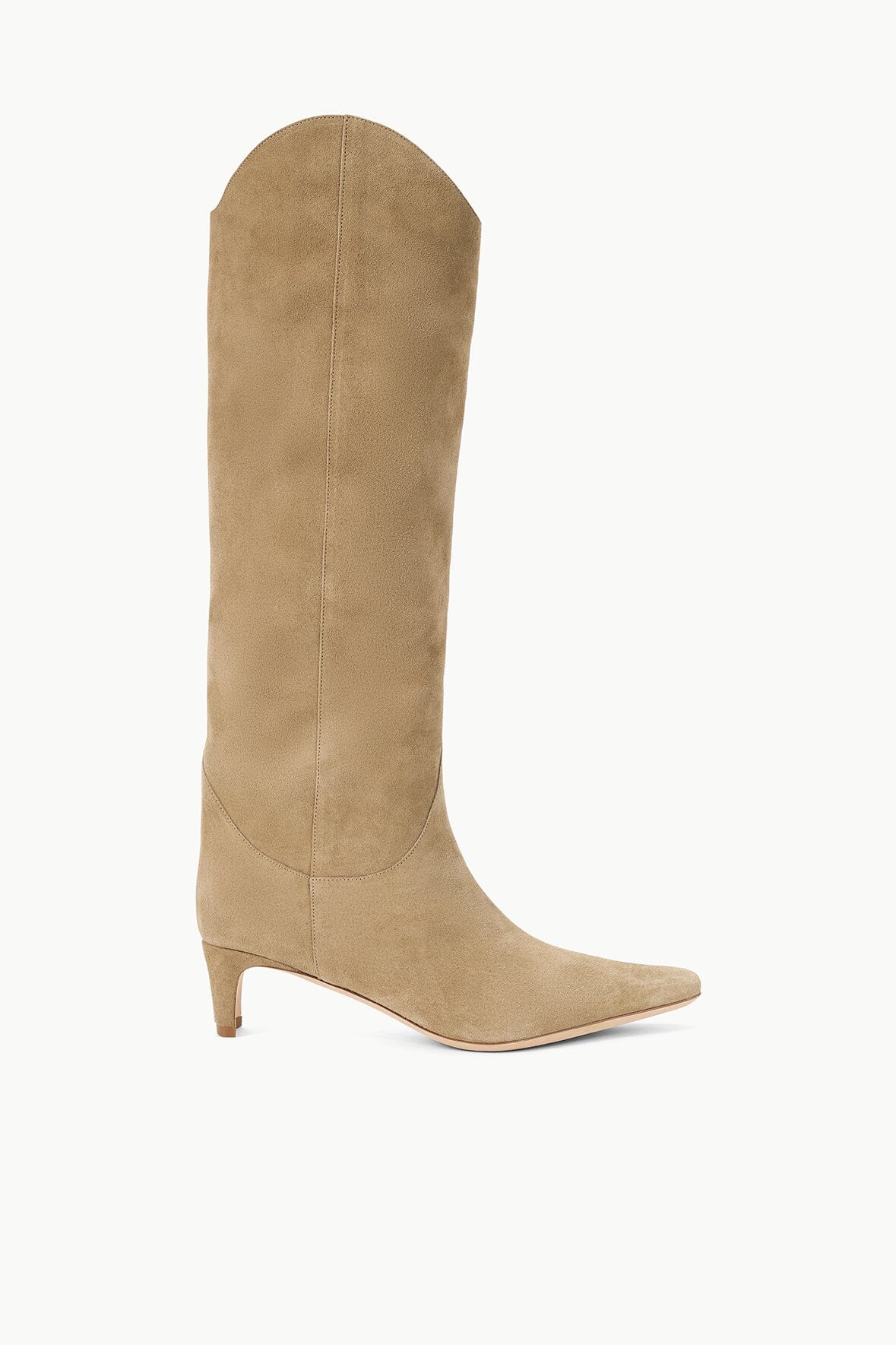 Western Wally Boot in Dune Suede - Pointed Toe & Blade Heel