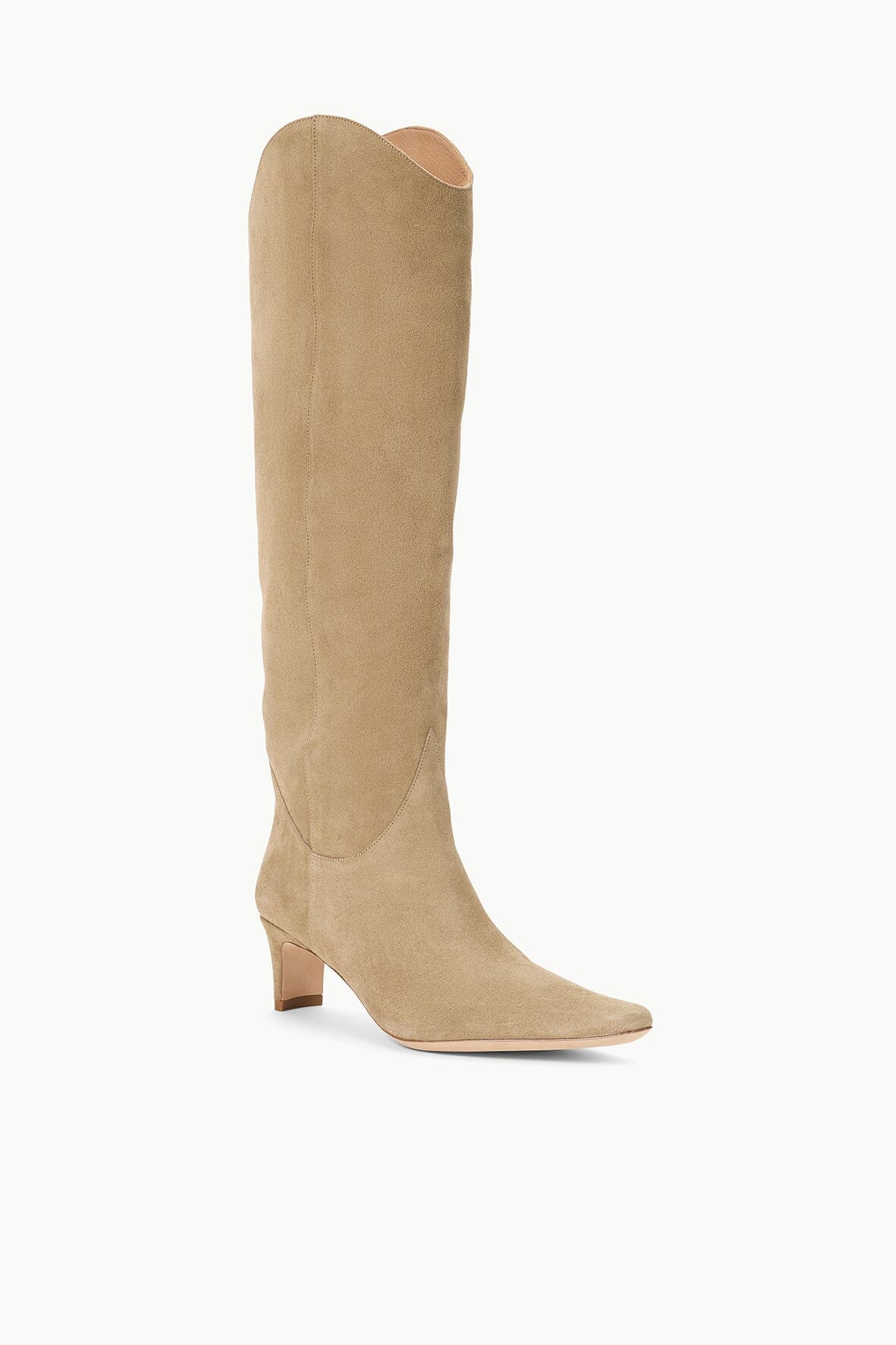 Western Wally Boot in Dune Suede - Pointed Toe & Blade Heel