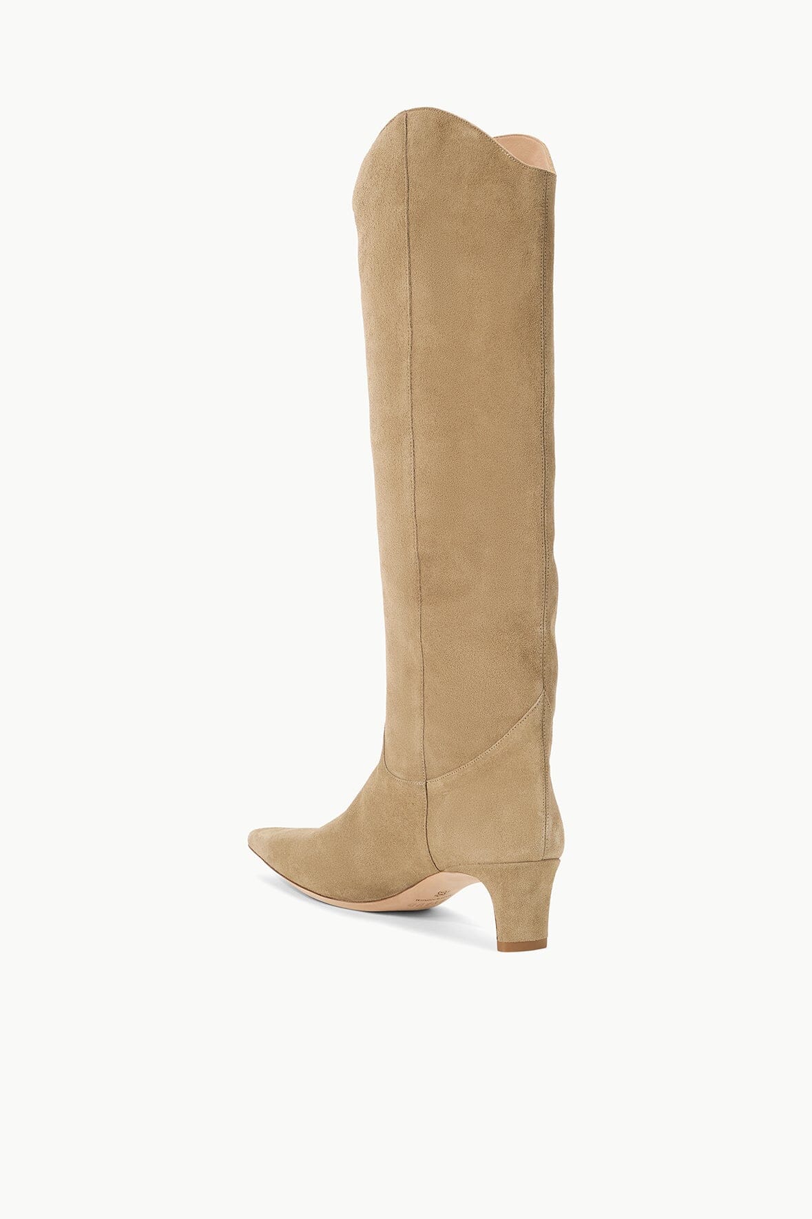Western Wally Boot in Dune Suede - Pointed Toe & Blade Heel