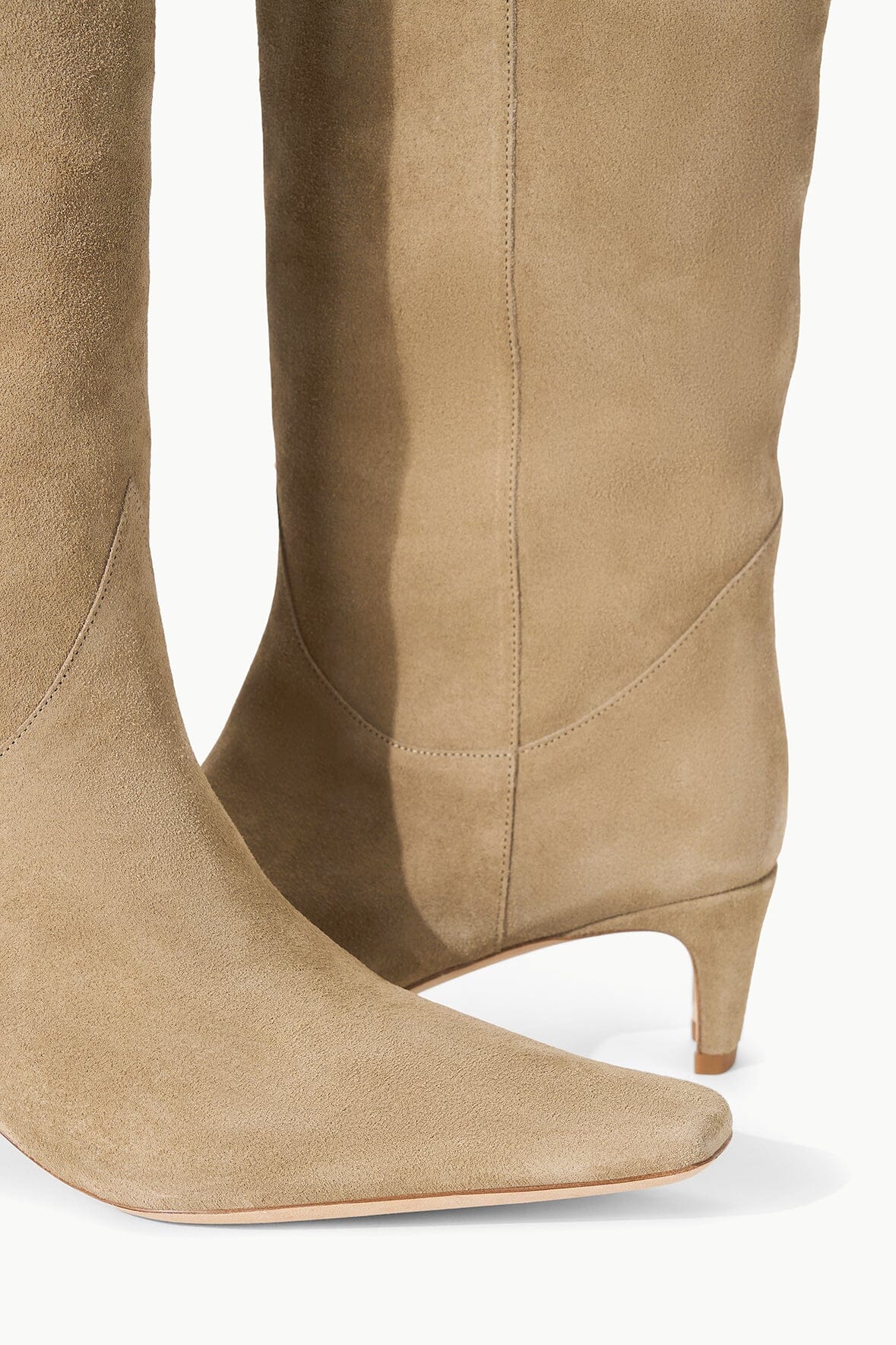 Western Wally Boot in Dune Suede - Pointed Toe & Blade Heel