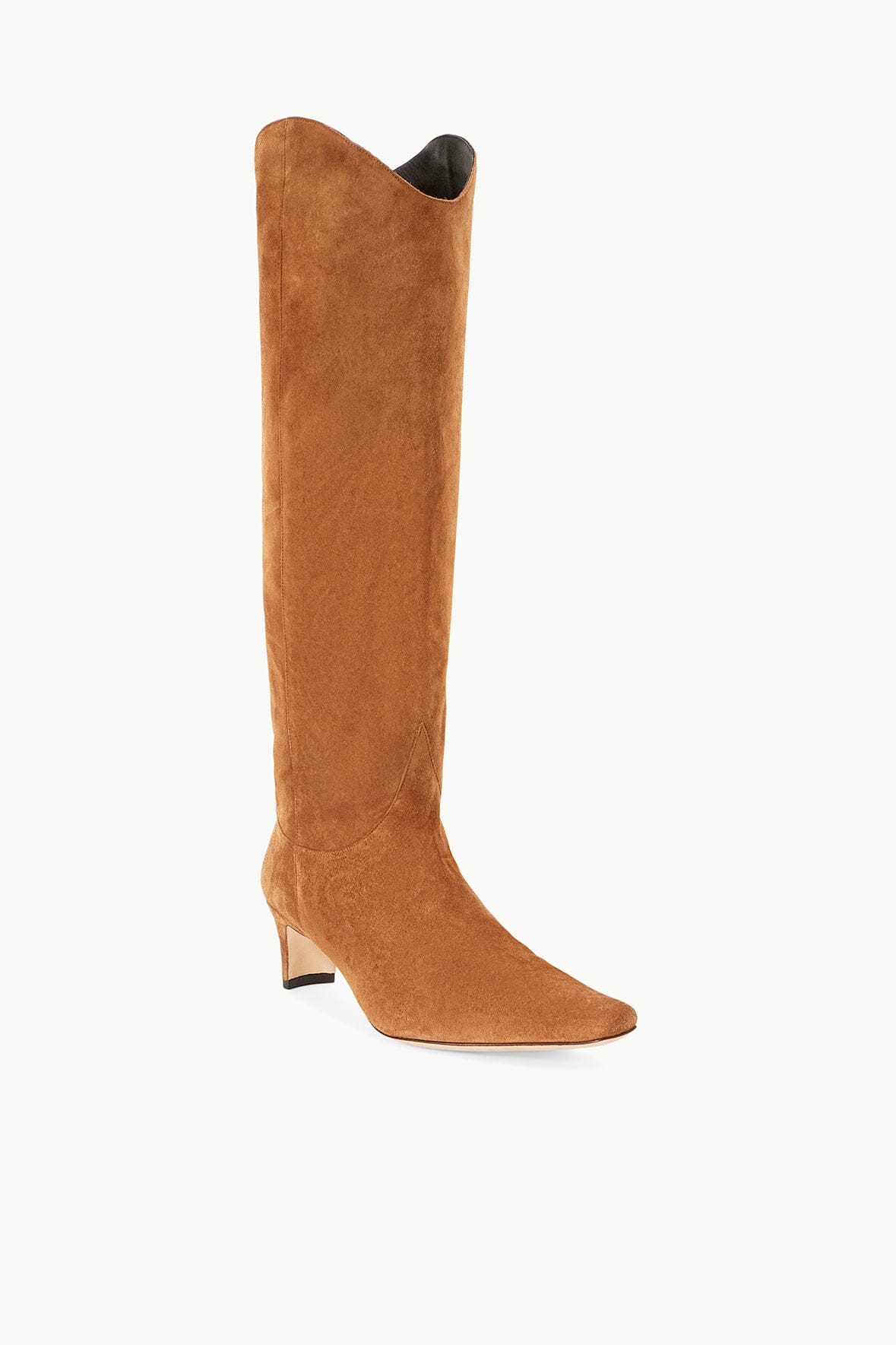 Western Wally Boot in Tan Suede with Pointed Toe & Blade Heel
