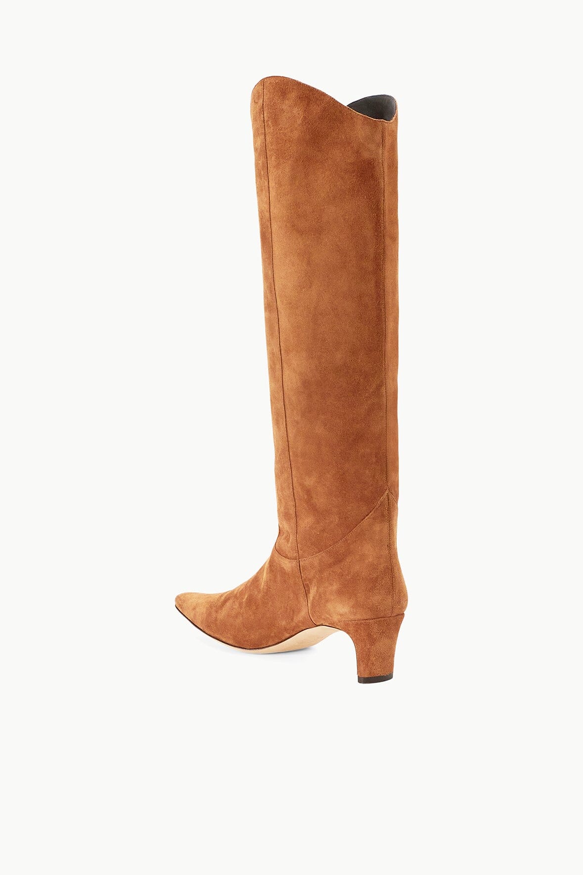 Western Wally Boot in Tan Suede with Pointed Toe & Blade Heel