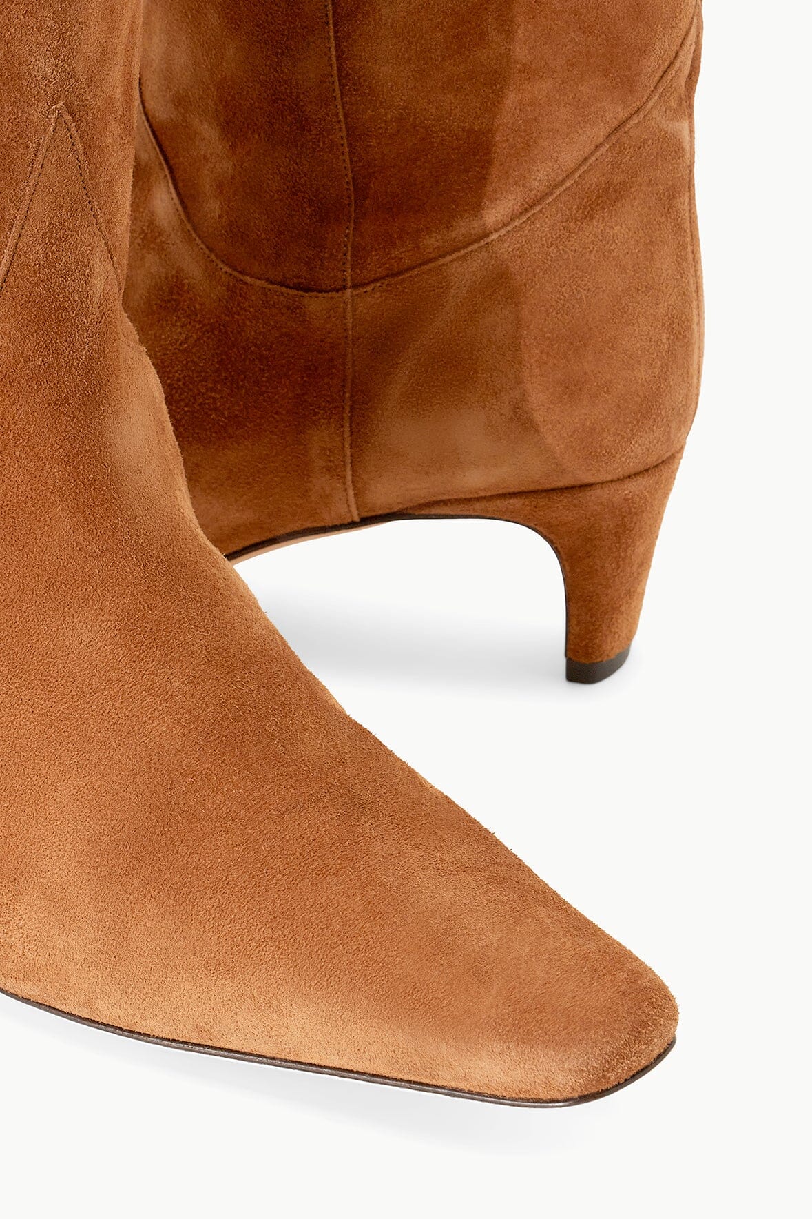 Western Wally Boot in Tan Suede with Pointed Toe & Blade Heel