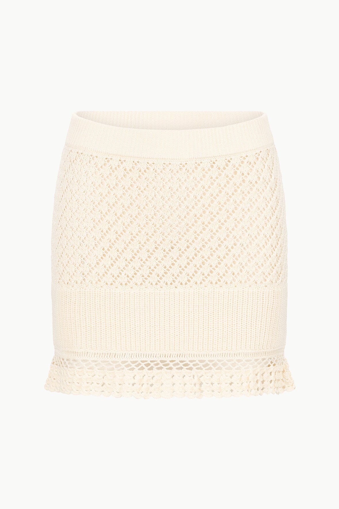 Wolfgang Crochet Knit Skirt in Ecru with Inner Lining