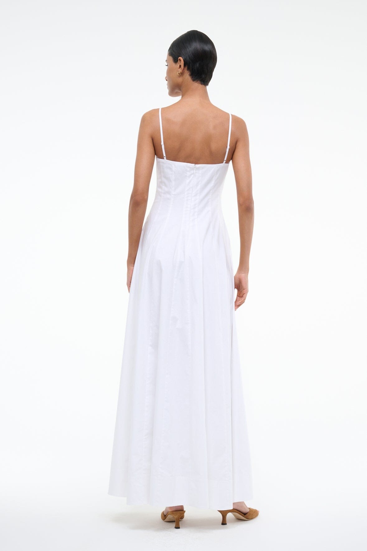 Wylie Cotton Poplin Maxi Dress with Corset Panel - White