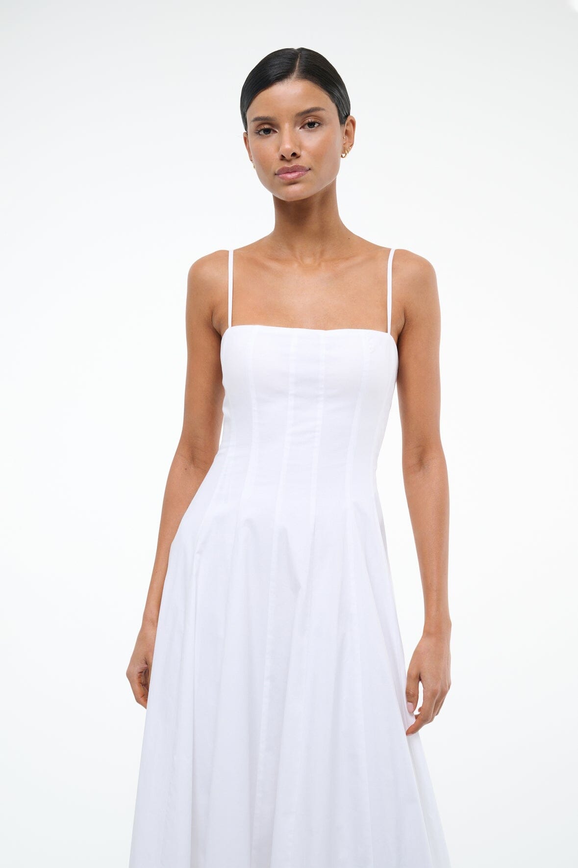 Wylie Cotton Poplin Maxi Dress with Corset Panel - White