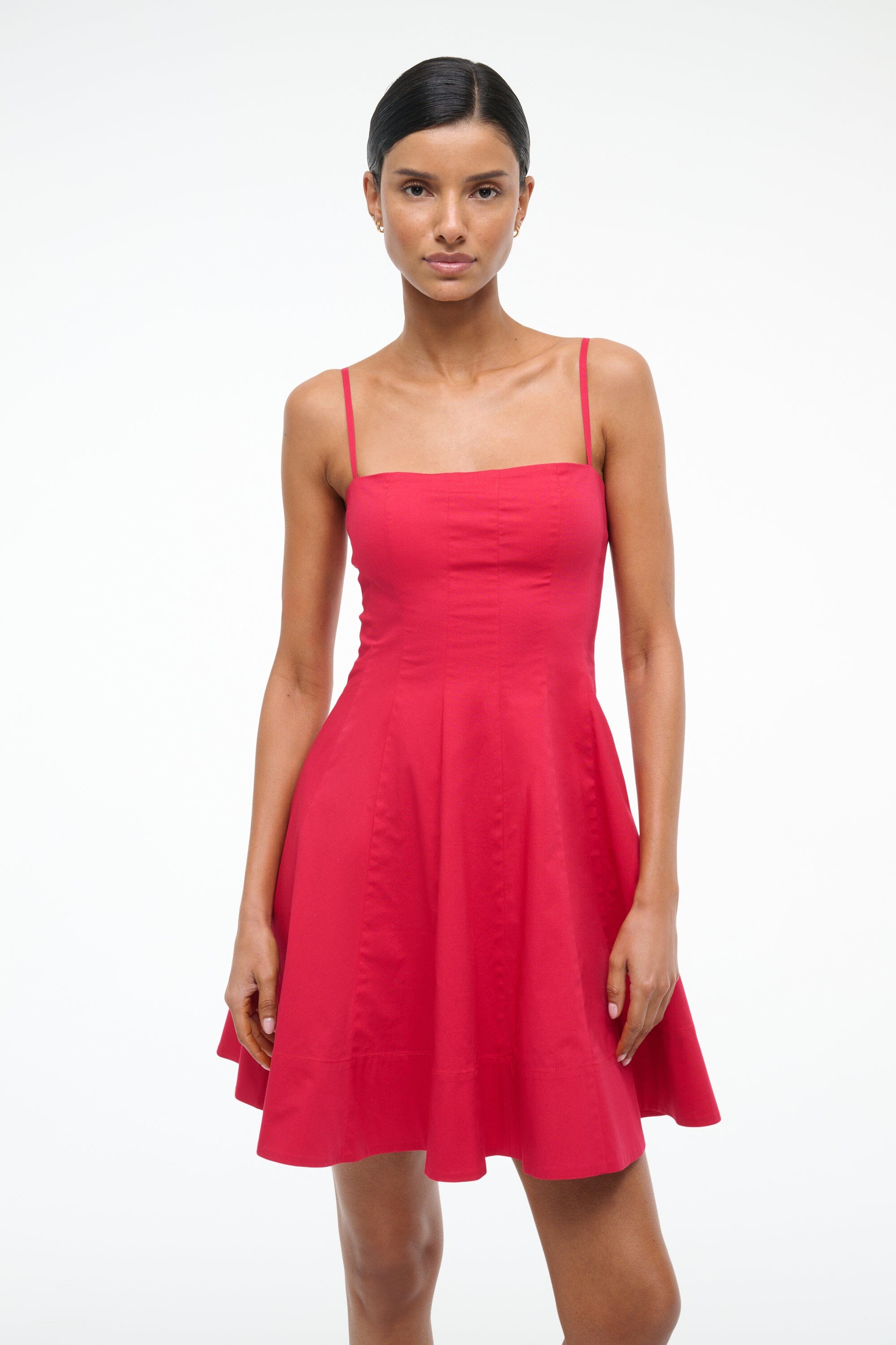 Wylie Corset Mini Dress in Cherry Cotton Poplin