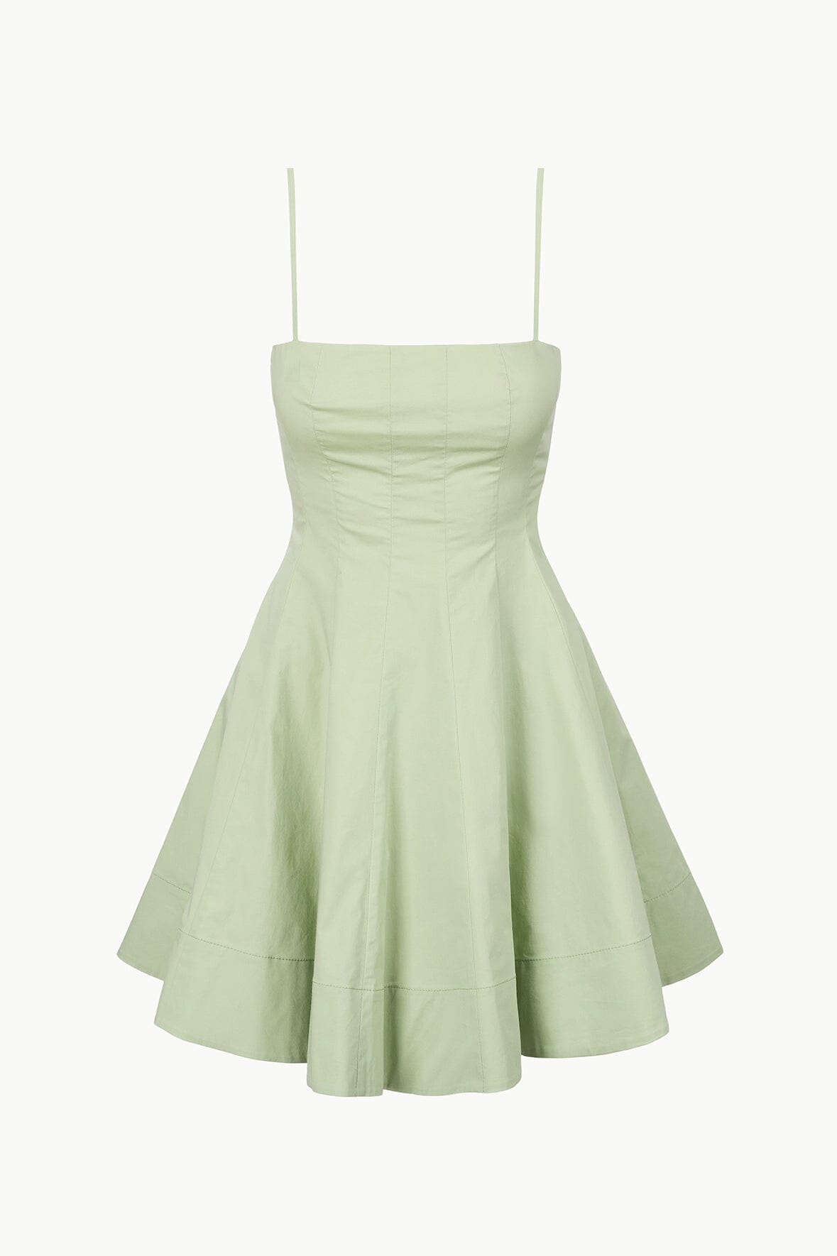Wylie Corset Mini Dress in Pale Jade Cotton Poplin