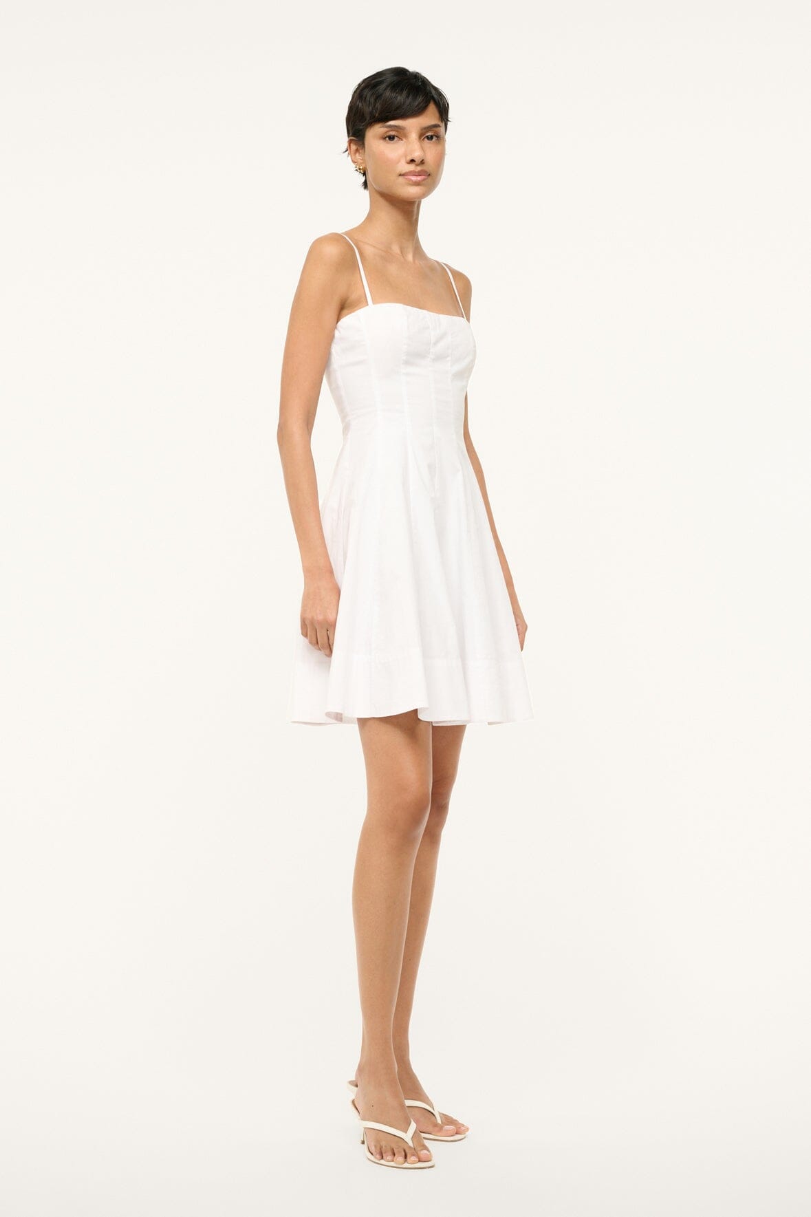 Wylie Cotton Poplin Mini Dress with Corset Panel - White