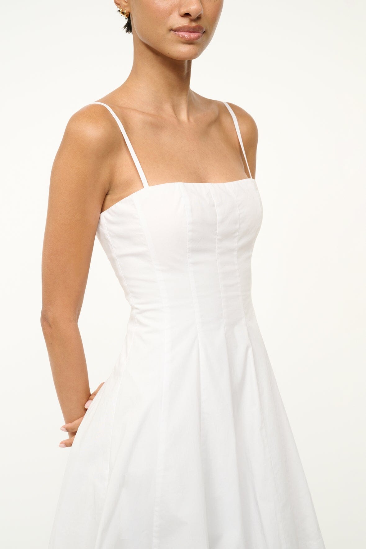 Wylie Cotton Poplin Mini Dress with Corset Panel - White