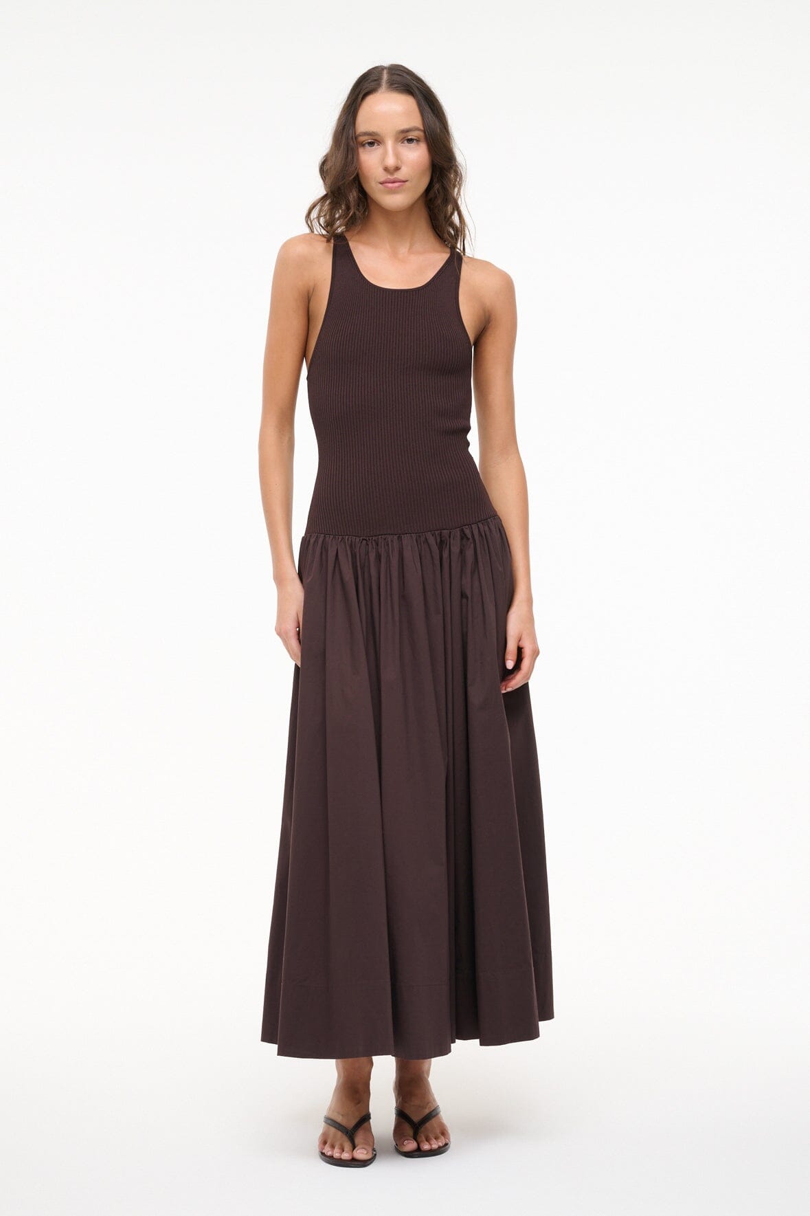 Yamila Racerback Tank Dress with A-Line Skirt - Earth Tone