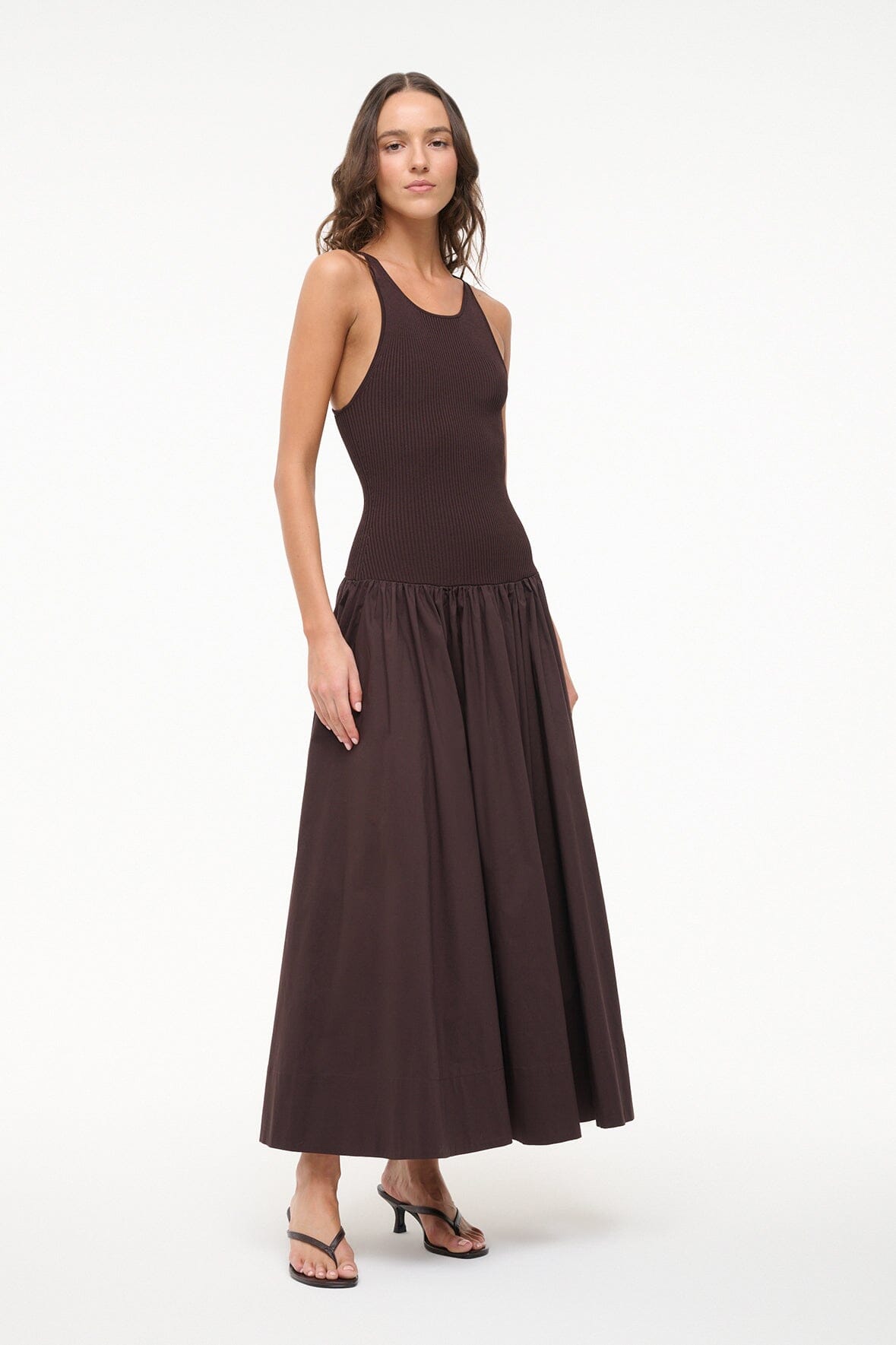Yamila Racerback Tank Dress with A-Line Skirt - Earth Tone